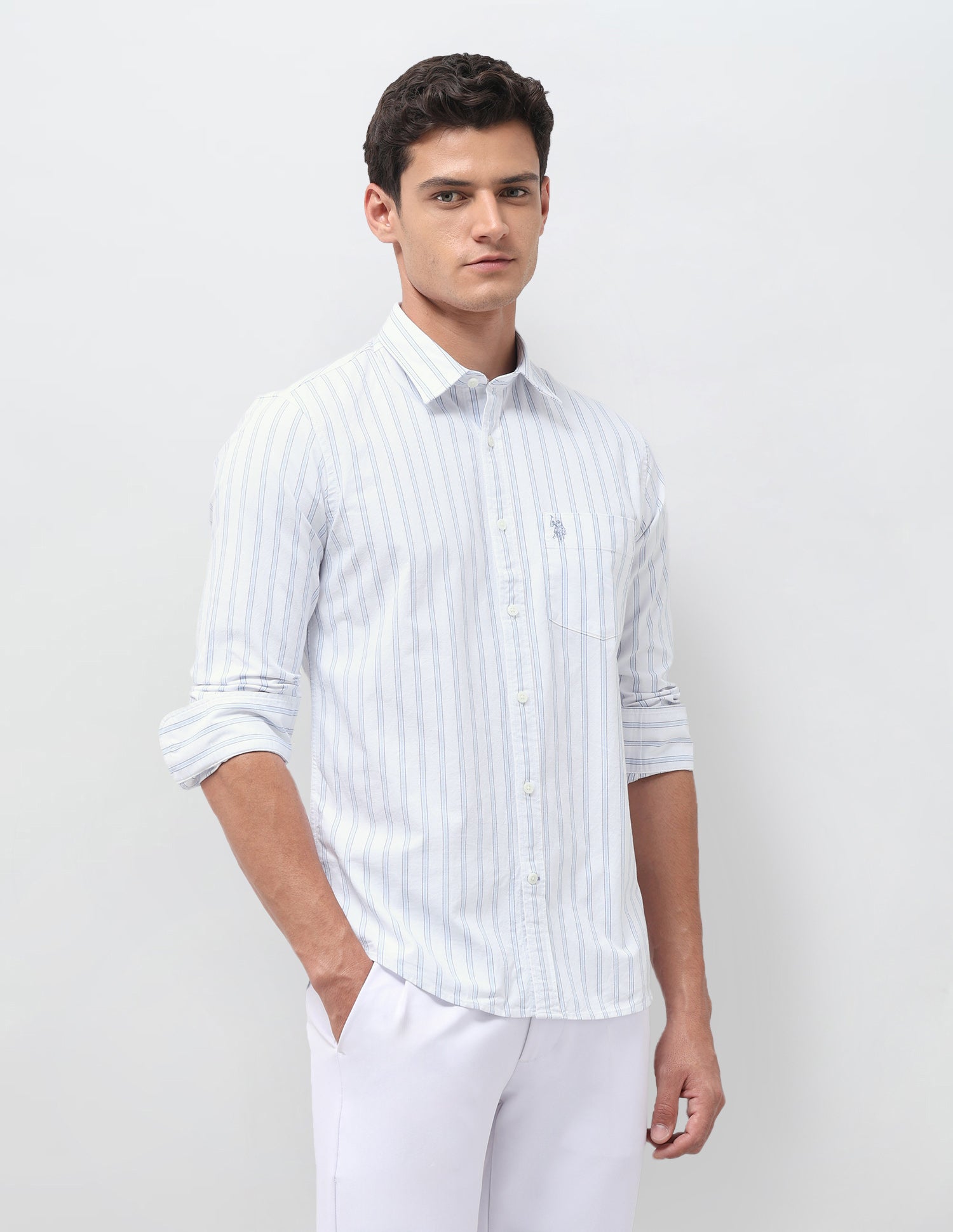 Vertical Striped Oxford Shirt Blue - U.S. Polo Assn. India | Large