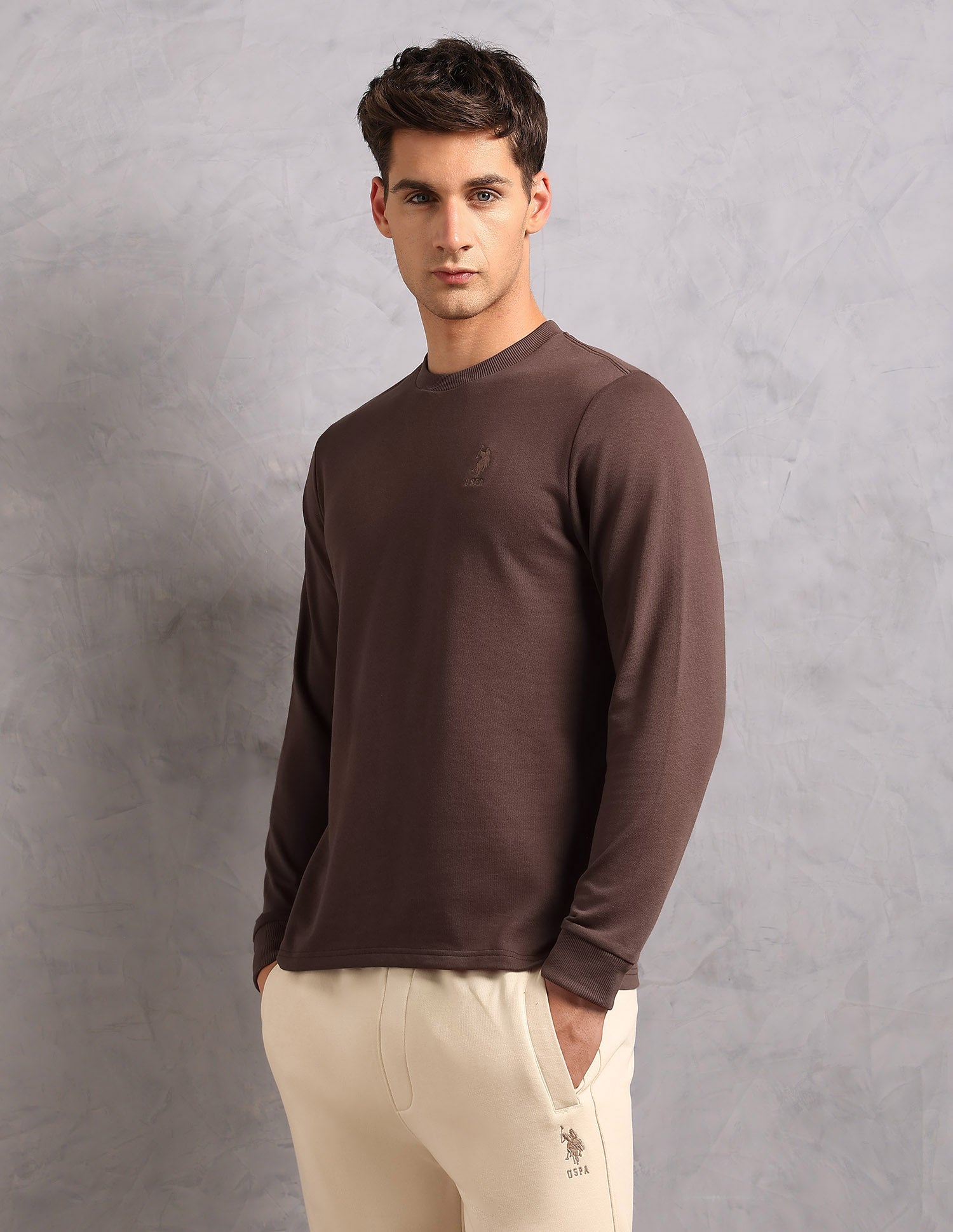 Comfort Fit Solid OEE14 Lounge T-Shirt - Pack Of 1 Light Brown - U.S. POLO ASSN. | Large