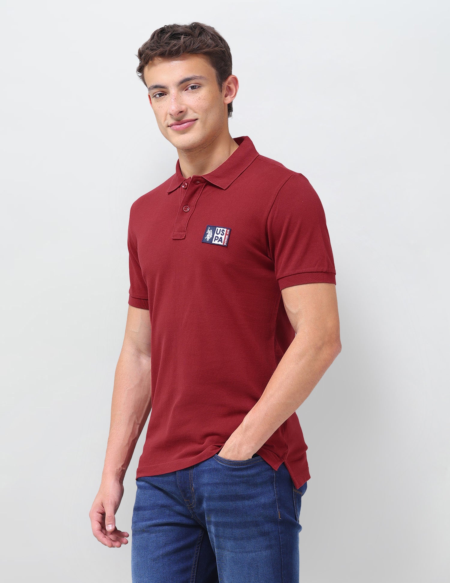 Solid Slim Fit Polo Shirt Red - U.S. Polo Assn. India | Large