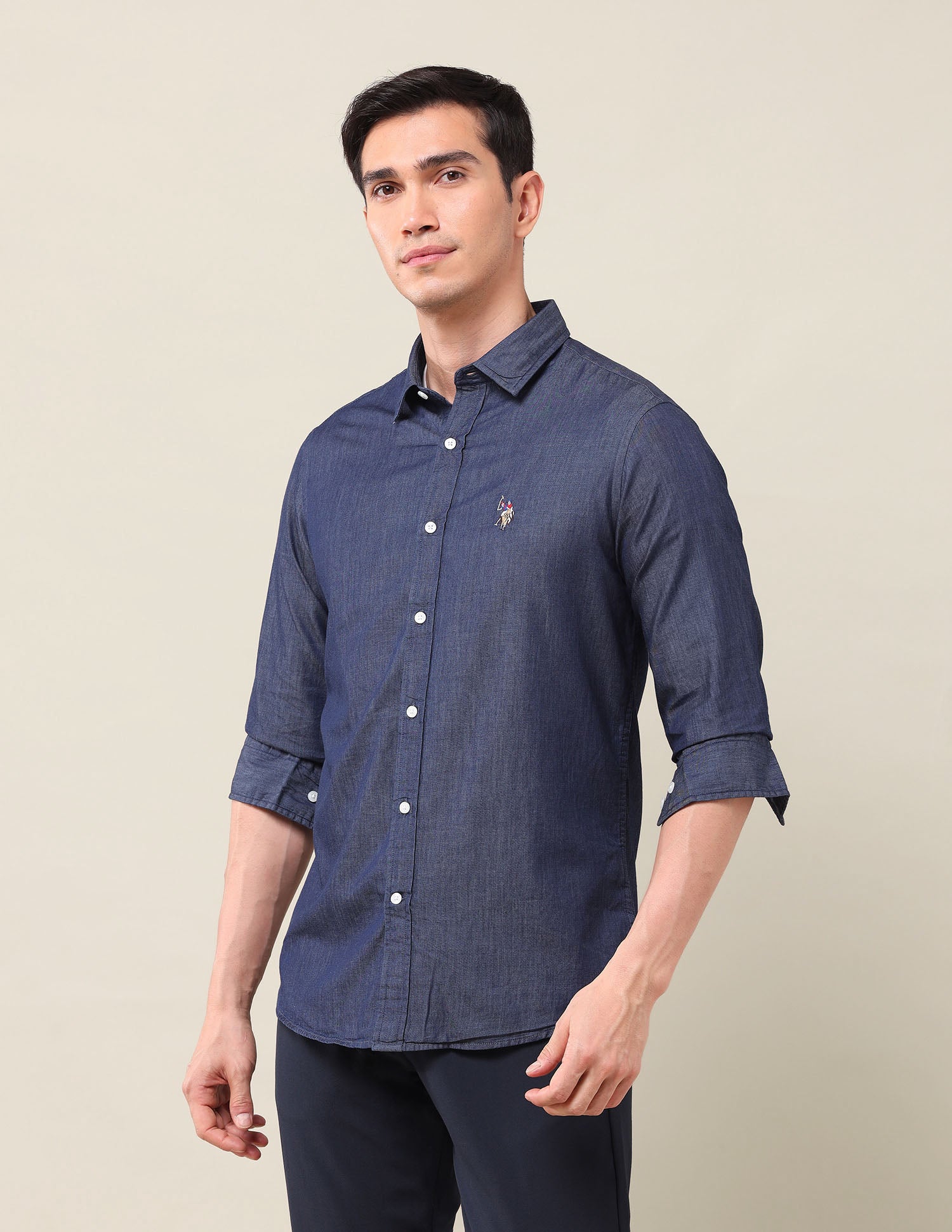 Solid Tailored Fit Shirt Indigo - U.S. Polo Assn. India | Large