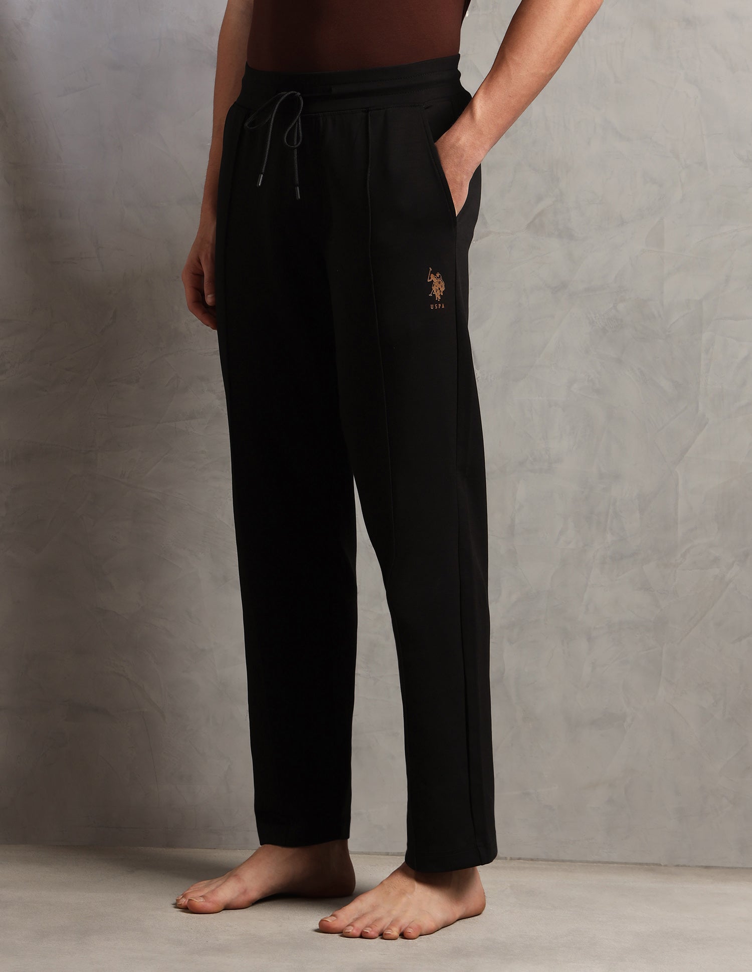 Cotton Stretch Mid Rise PR002-PL Lounge Pants - Pack Of 1 Black - U.S. Polo Assn. India | Large