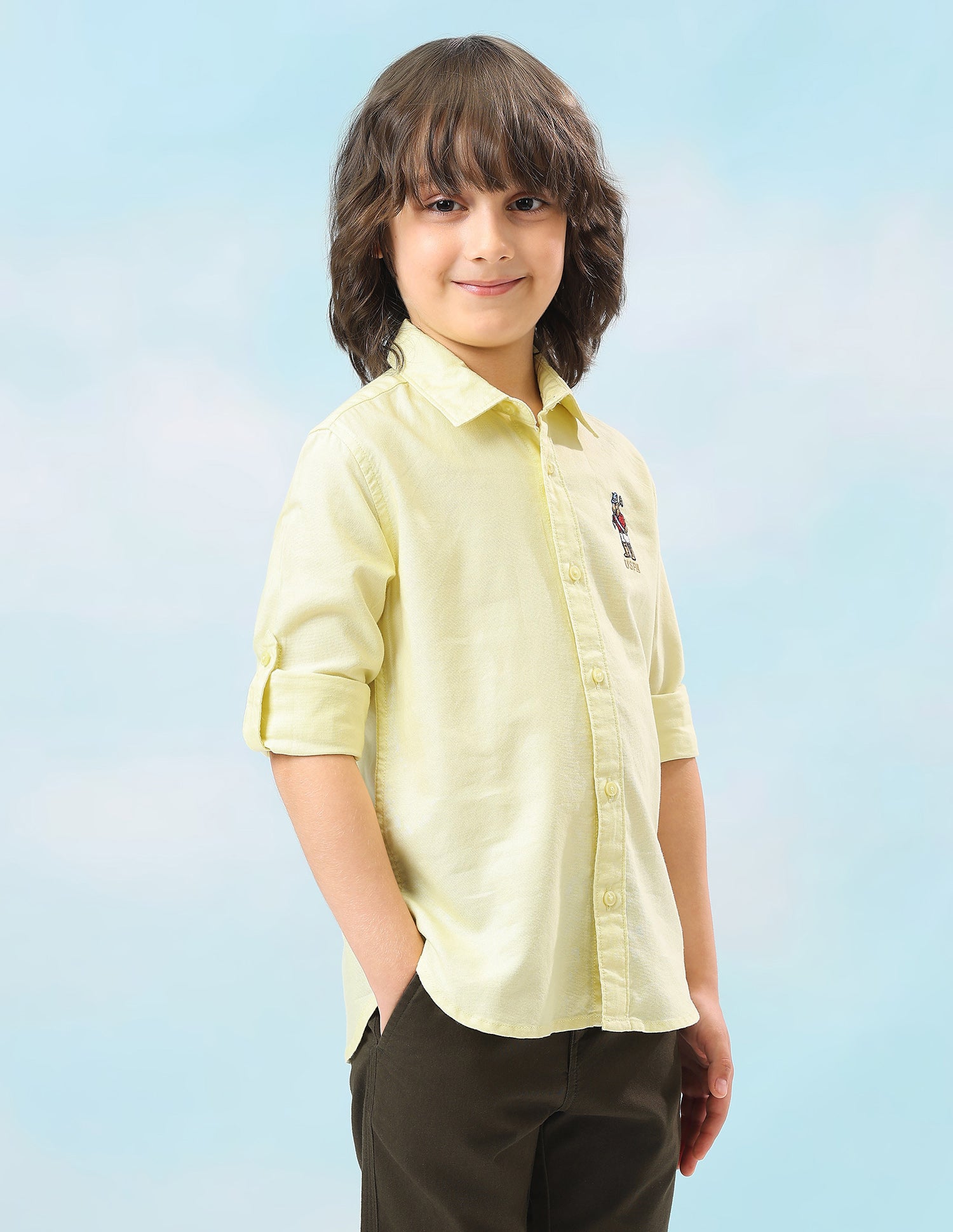 Oxford Solid Regular Fit Shirt Light Yellow - U.S. Polo Assn. India | Large