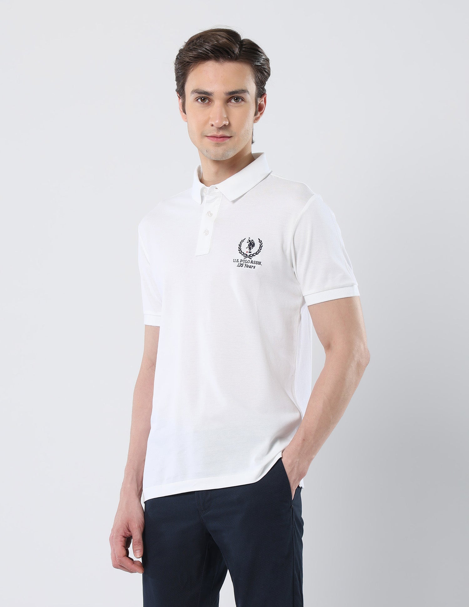 Brand Embroidered 135 Anniversary Polo Shirt White - U.S. Polo Assn. India | Large