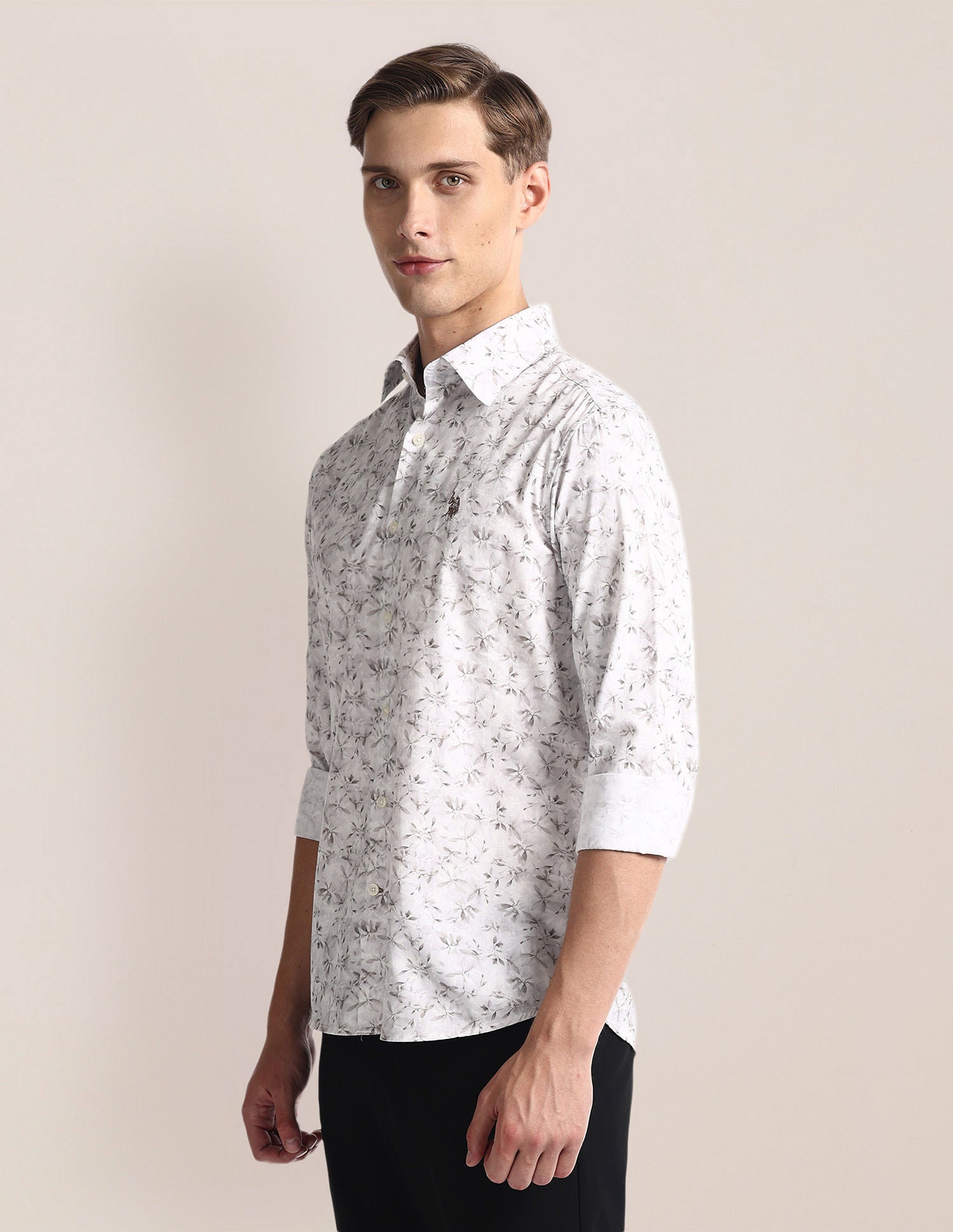 Floral Print Cotton Modal Shirt White - U.S. Polo Assn. India | Large