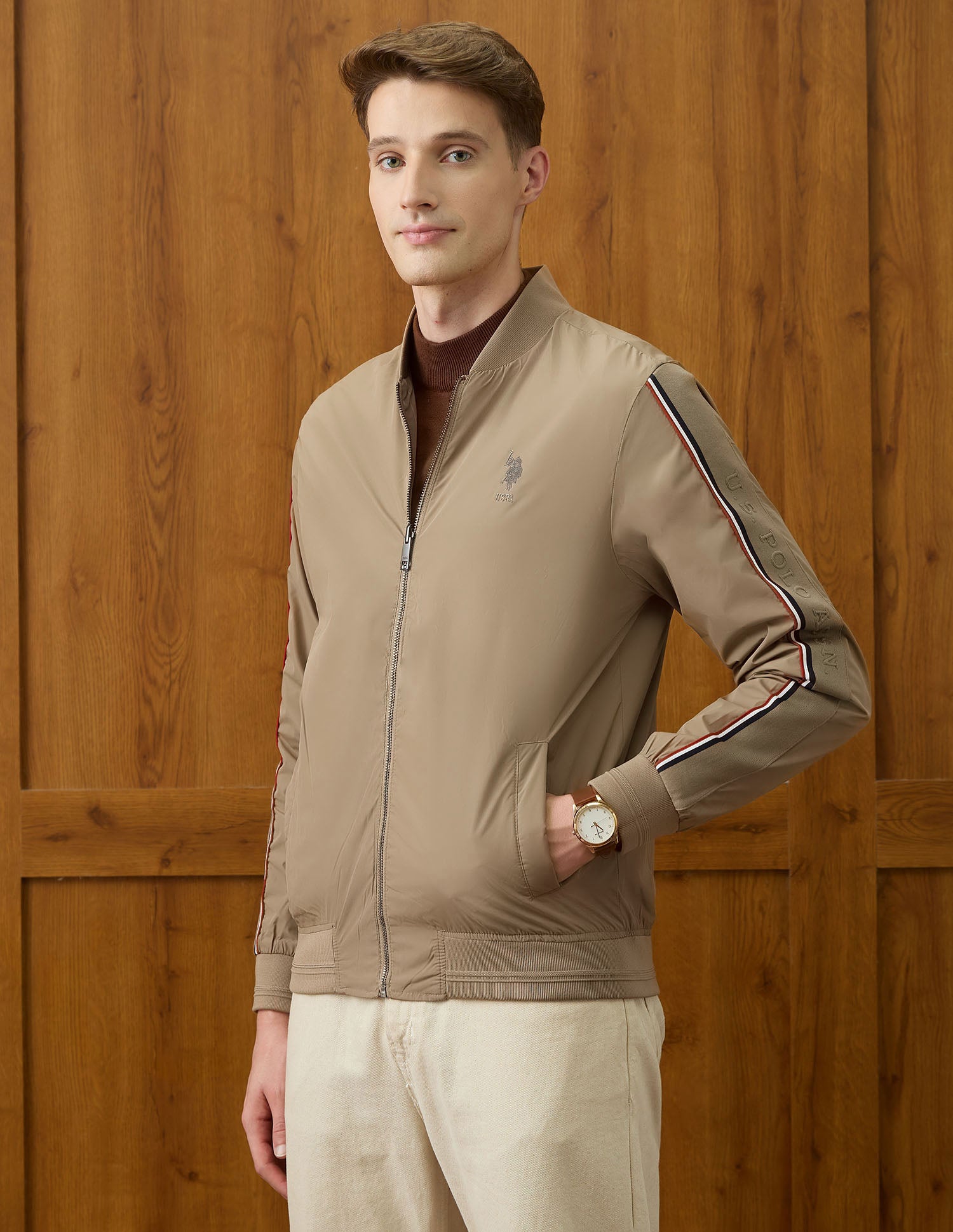 Equestrian Aisle Theater Reversible Jacket Beige - U.S. POLO ASSN. | Large