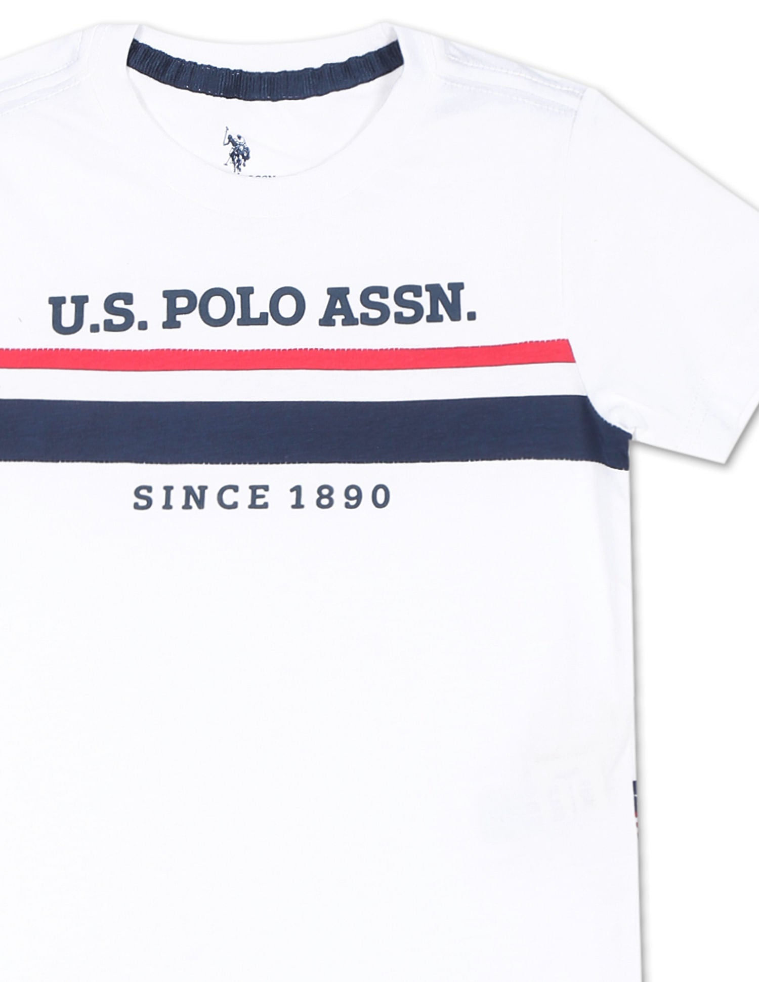 Boys White Crew Neck Brand Print T-Shirt White - U.S. POLO ASSN. | Large