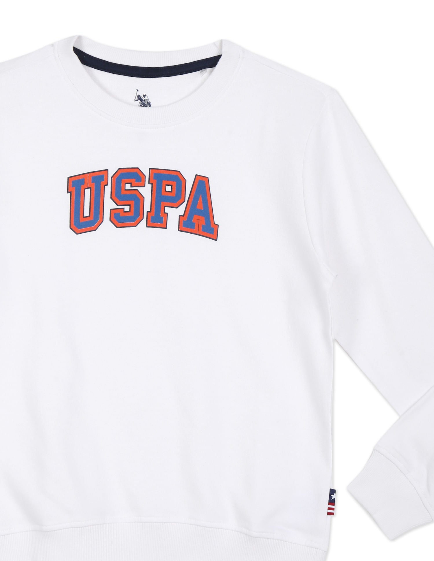 Crew Neck Brand Print Sweatshirt White - U.S. POLO ASSN. | Large