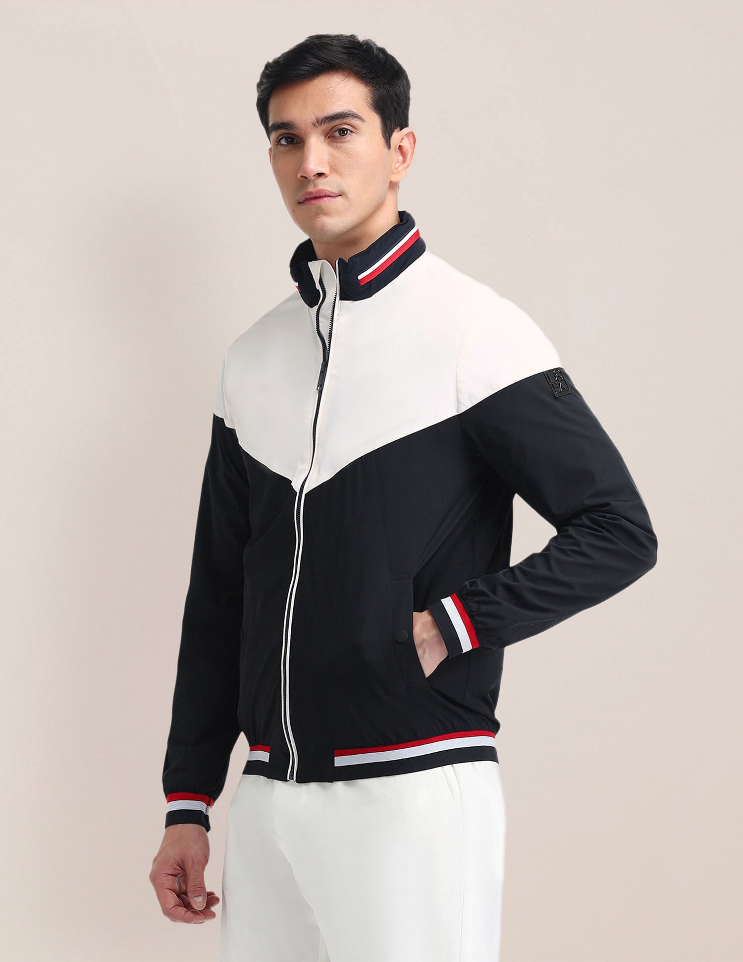 Regular Fit Colourblocked Bomber Jacket White - U.S. POLO ASSN. | Large