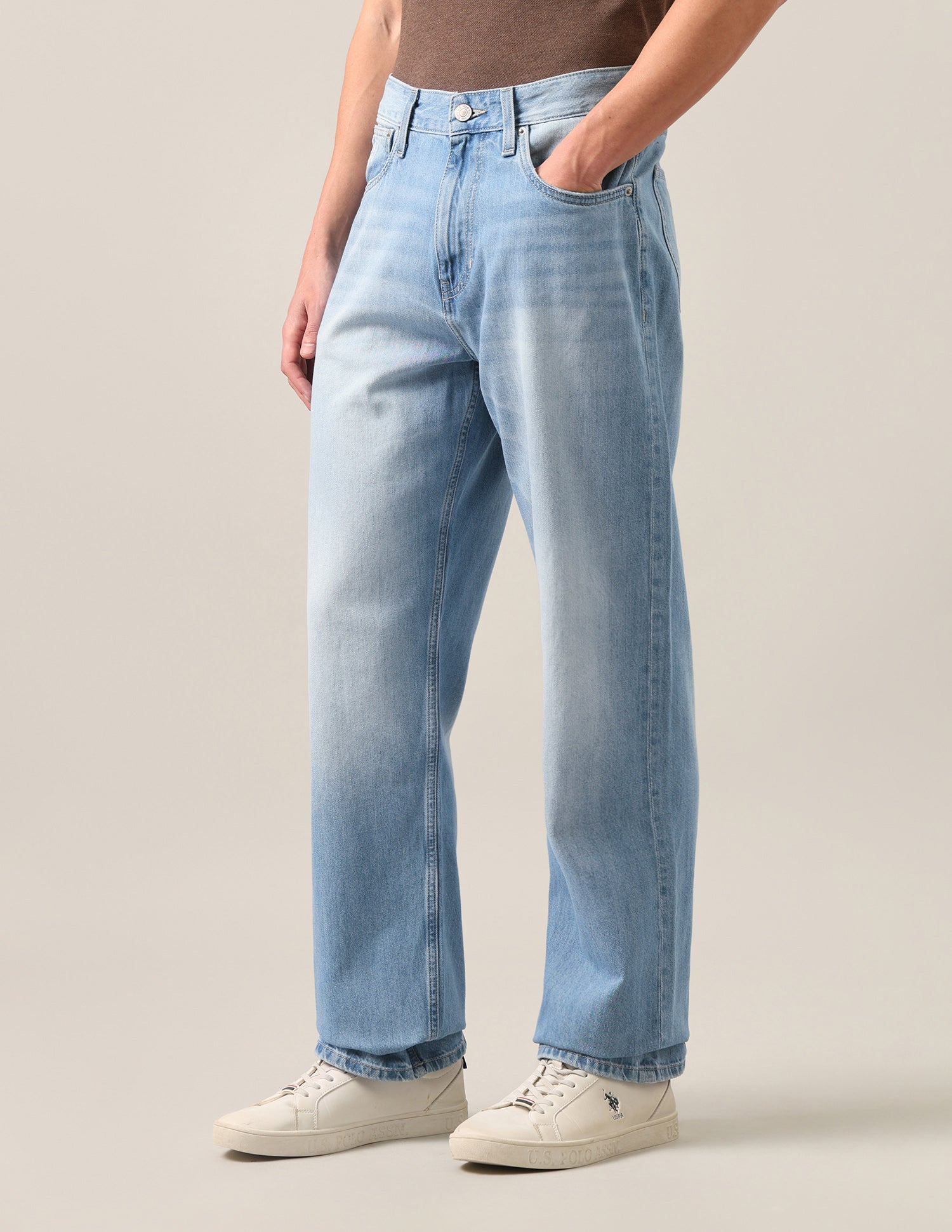 Logan Loose Straight Fit Blue Jeans Light Blue - U.S. Polo Assn. India | Large