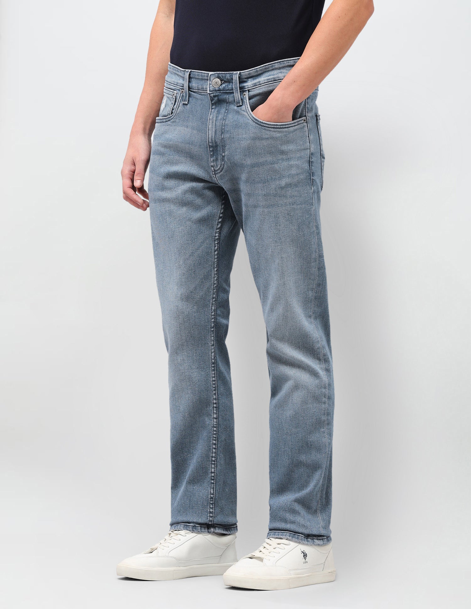 Harold Slim Straight Fit Blue Jeans Mid Blue - U.S. Polo Assn. India | Large