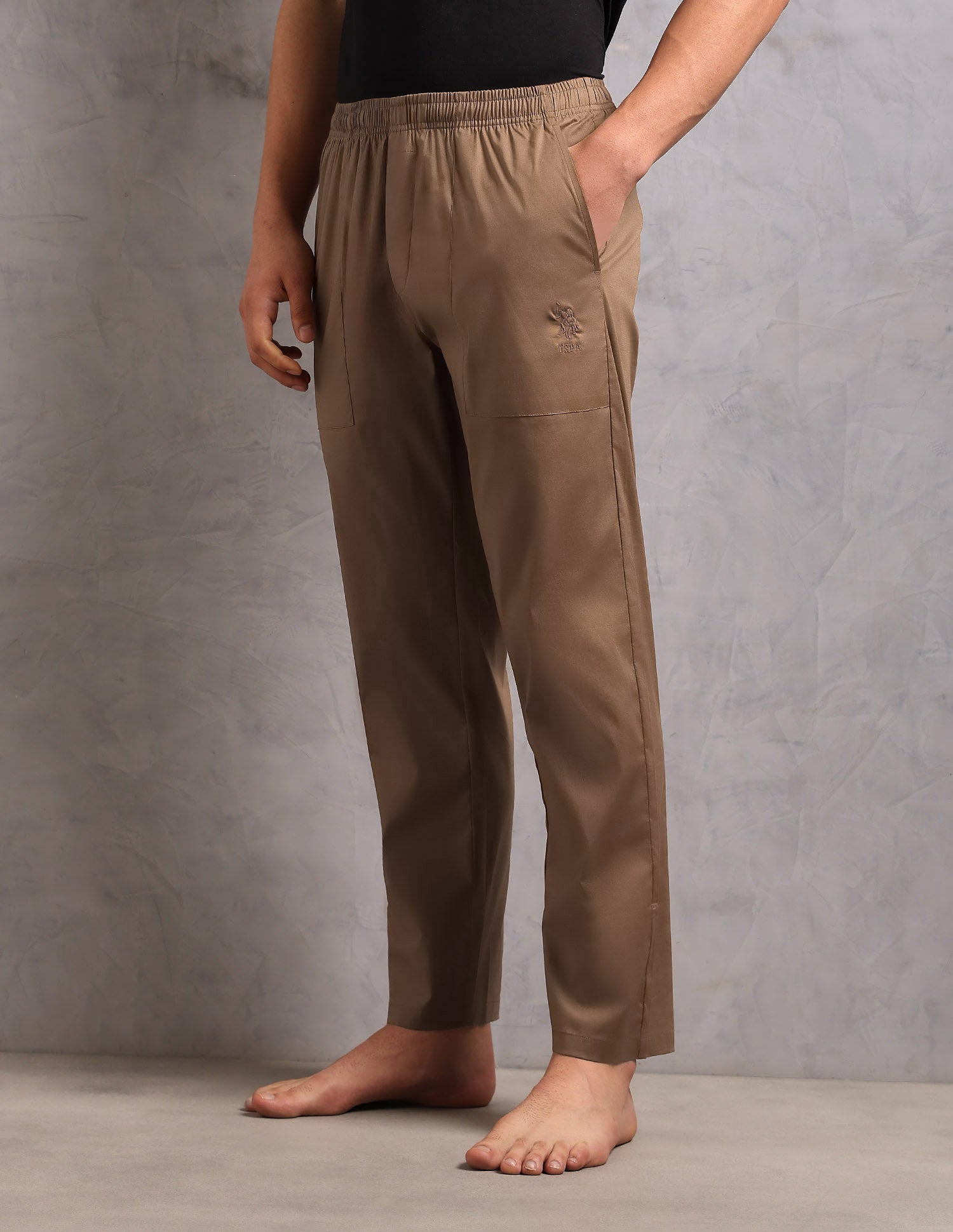 Cotton Stretch Breathable OELP9 Lounge Pants - Pack Of 1 Light Brown - U.S. POLO ASSN. | Large