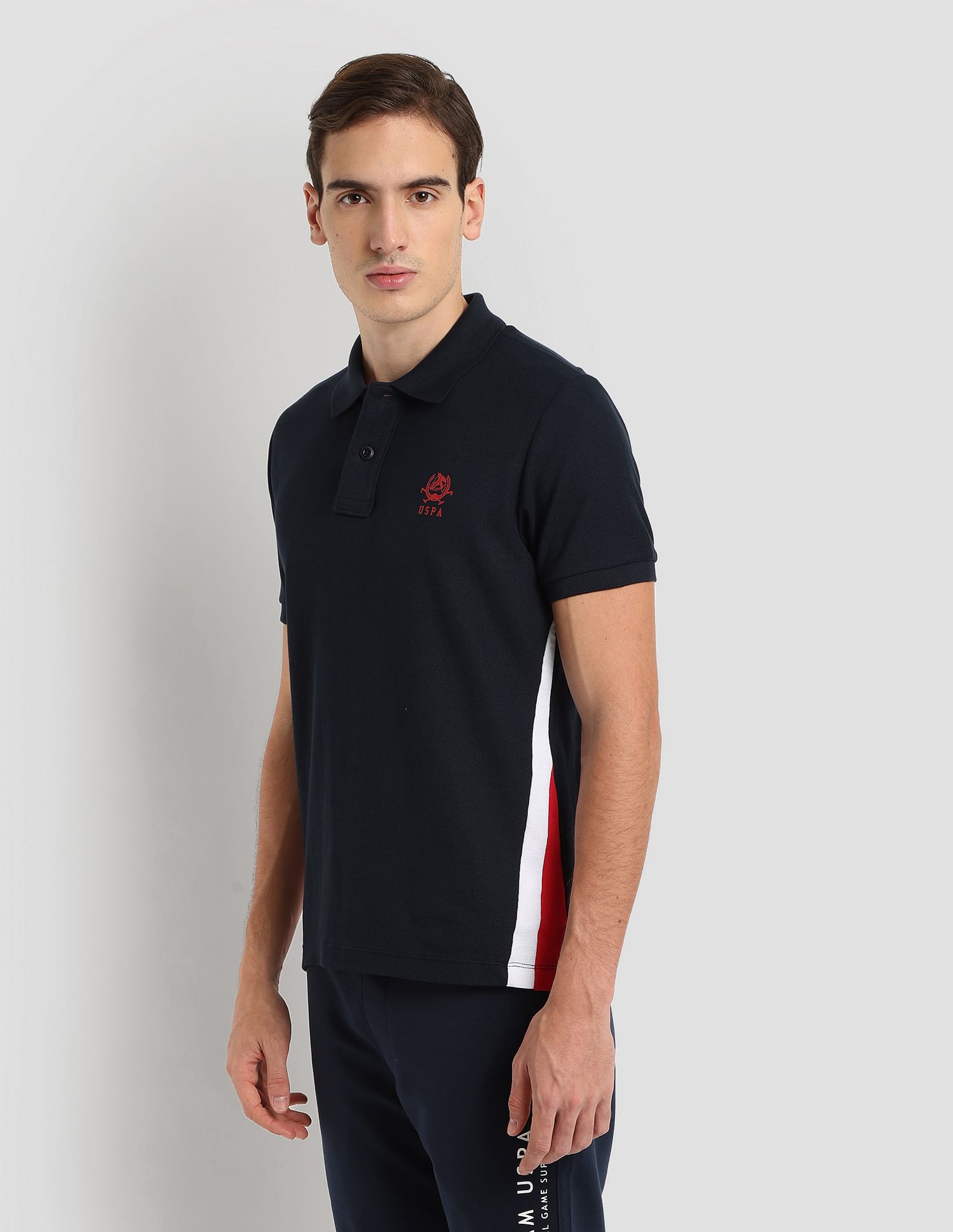 Panelled Athleisure Polo Shirt Navy - U.S. POLO ASSN. | Large