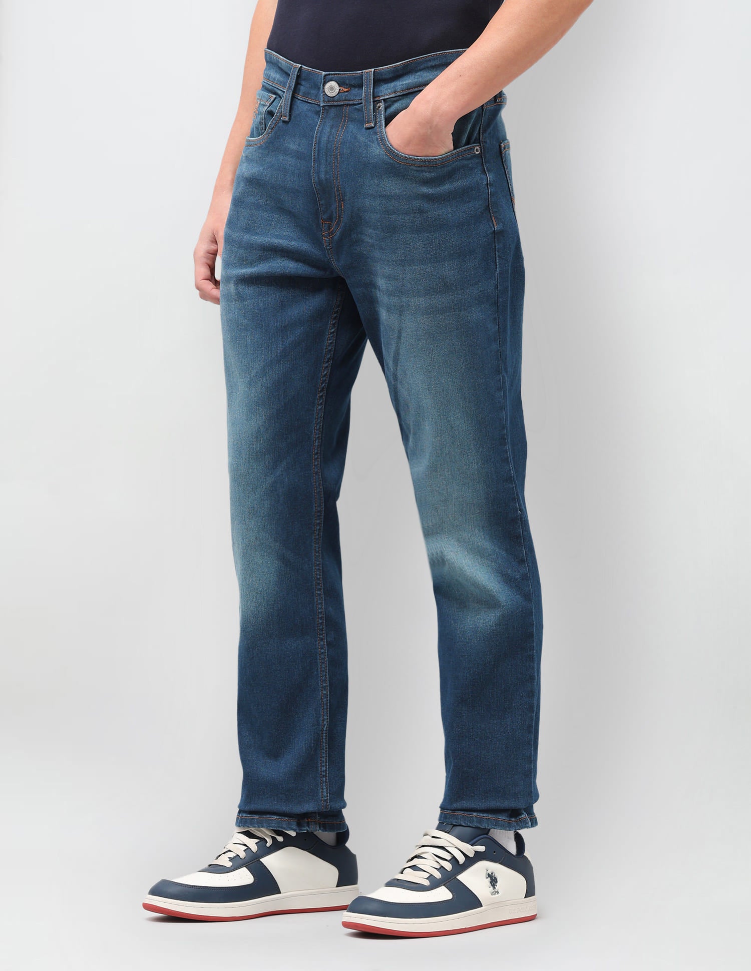 Solid Slim Fit Jeans Blue - U.S. Polo Assn. India | Large