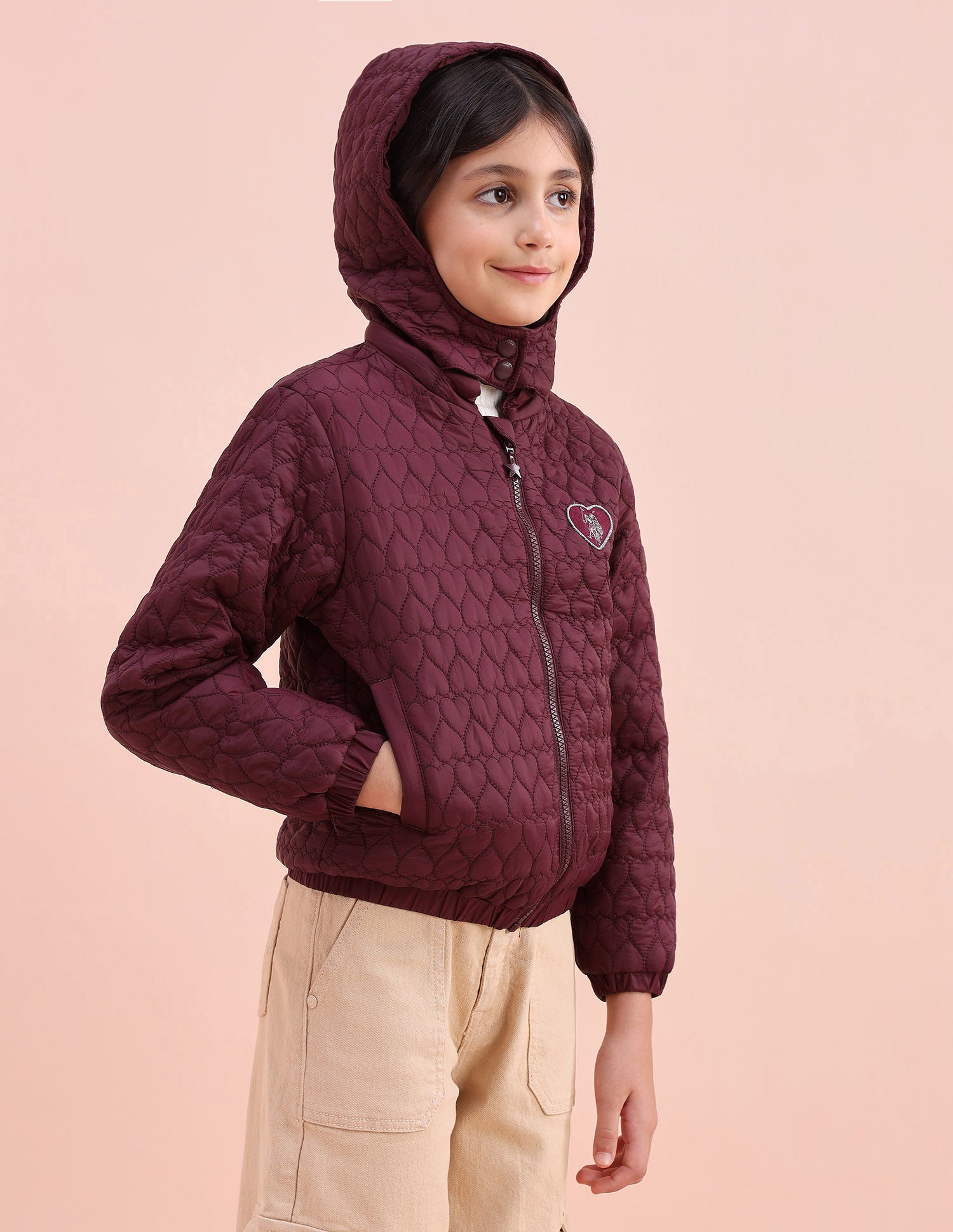 Heart Quilted Regular Fit Jacket Cherry - U.S. POLO ASSN. | Large