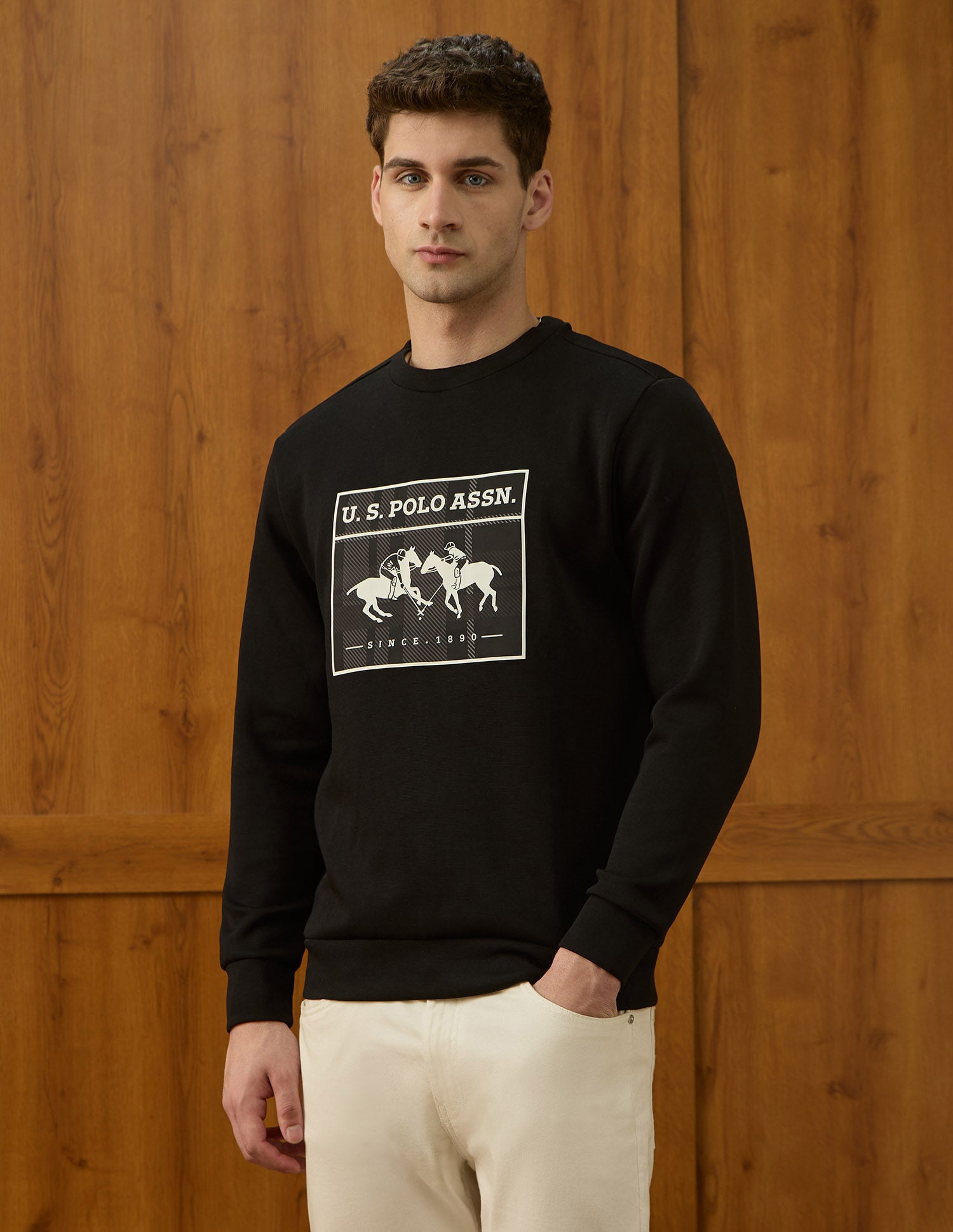 Graphic Brand Printed Equestrian Aisle Theater Sweatshirt Black - U.S. POLO ASSN. | Large