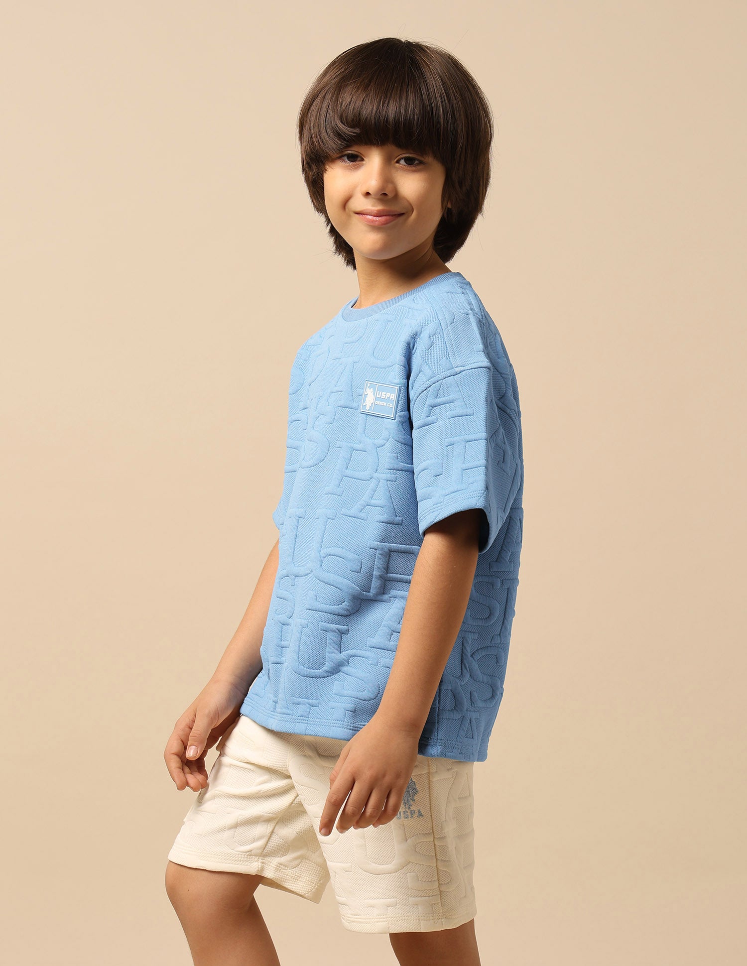 Boys Brand Embossed Boxy Fit T-Shirt Blue - U.S. POLO ASSN. | Large