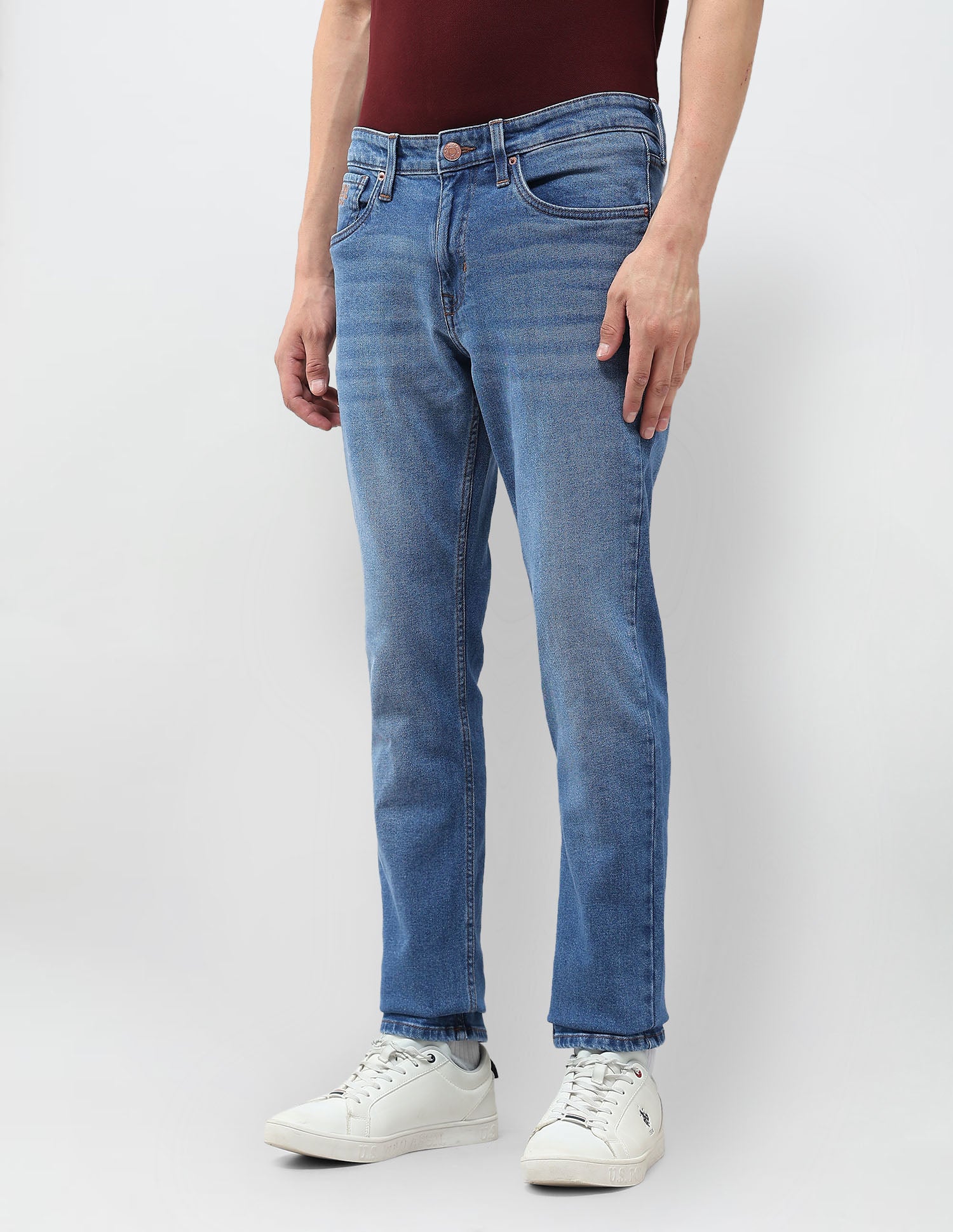 Brandon Slim Tapered Fit Blue Jeans Med Blue - U.S. POLO ASSN. | Large