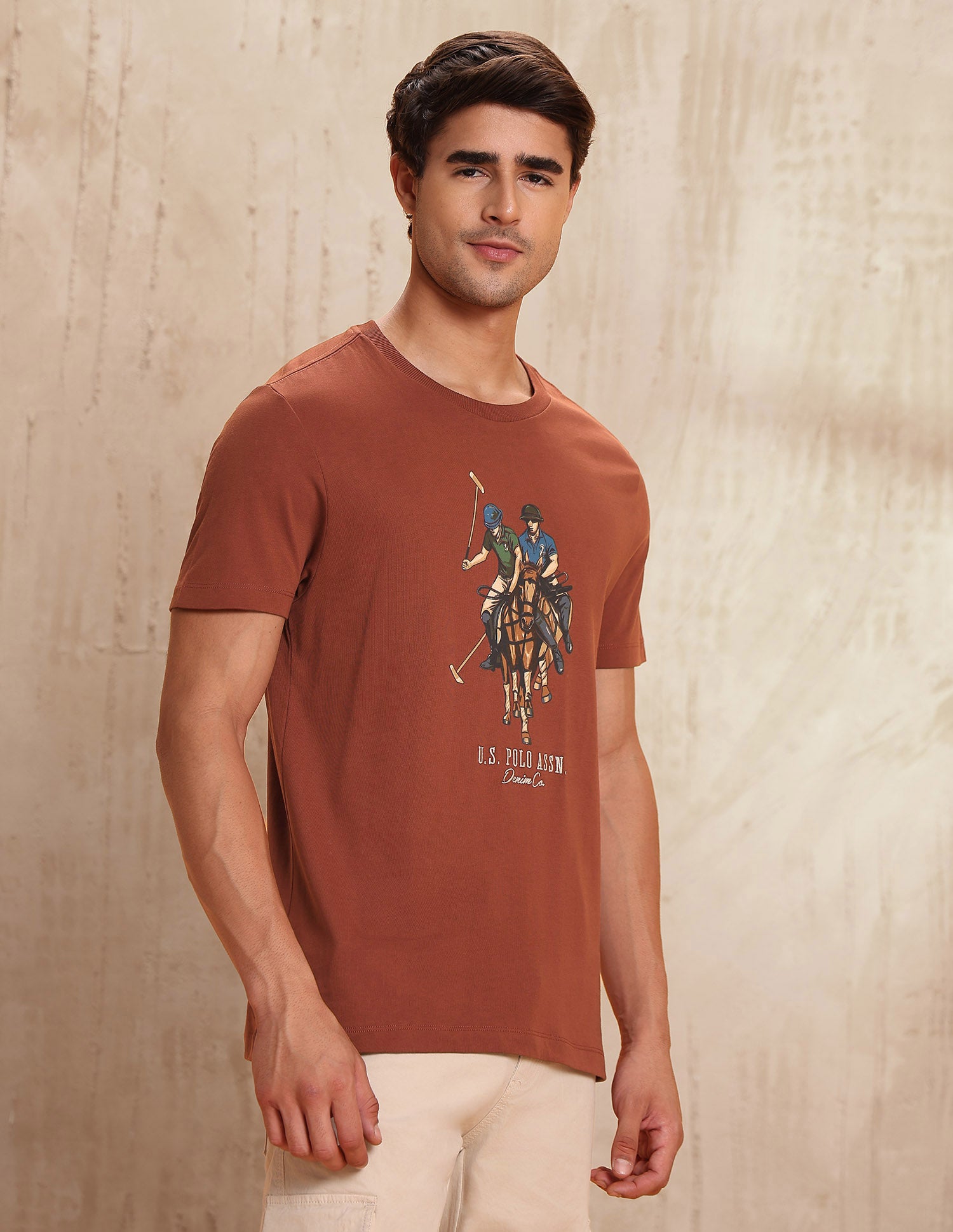 Graphic Brand Printed Muscle Fit T-Shirt Rust - U.S. POLO ASSN. | Large