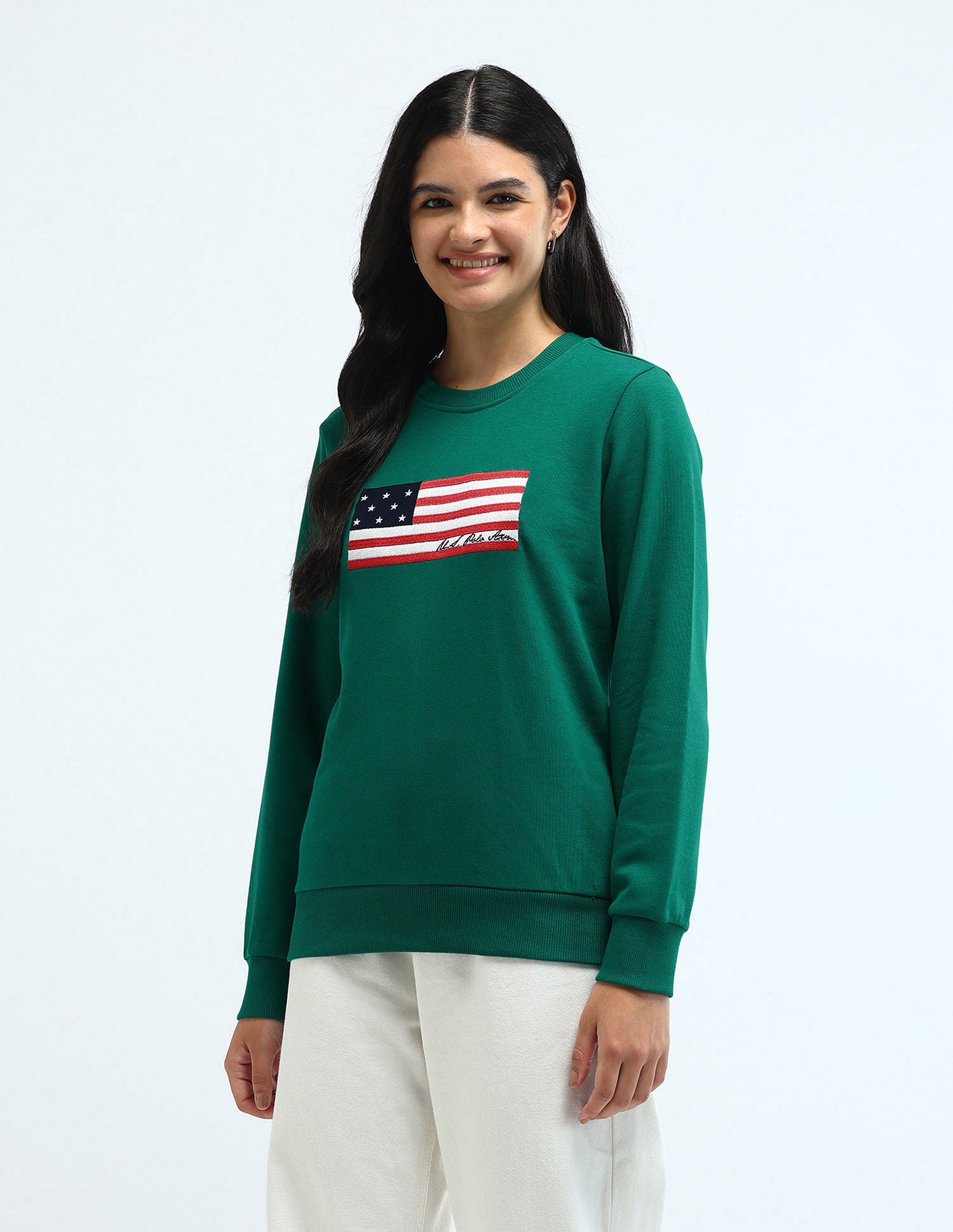 Brand Print Drop Shoulder Sweatshirt Green - U.S. POLO ASSN. | Large
