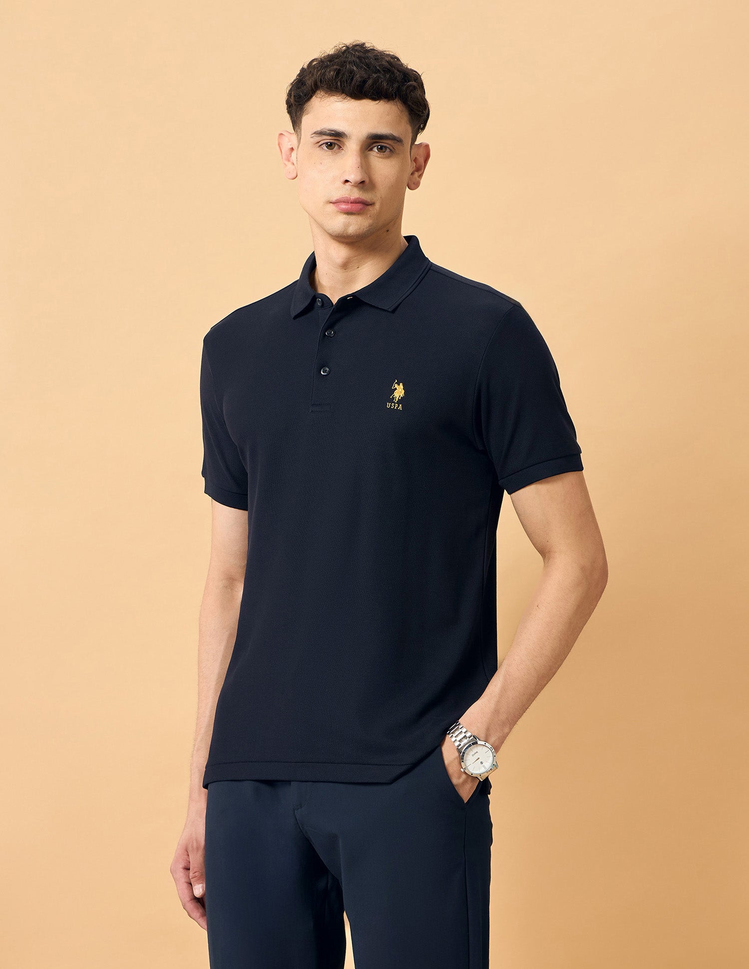 Pacho X Solid Cotton Polo Shirt Navy - U.S. POLO ASSN. | Large