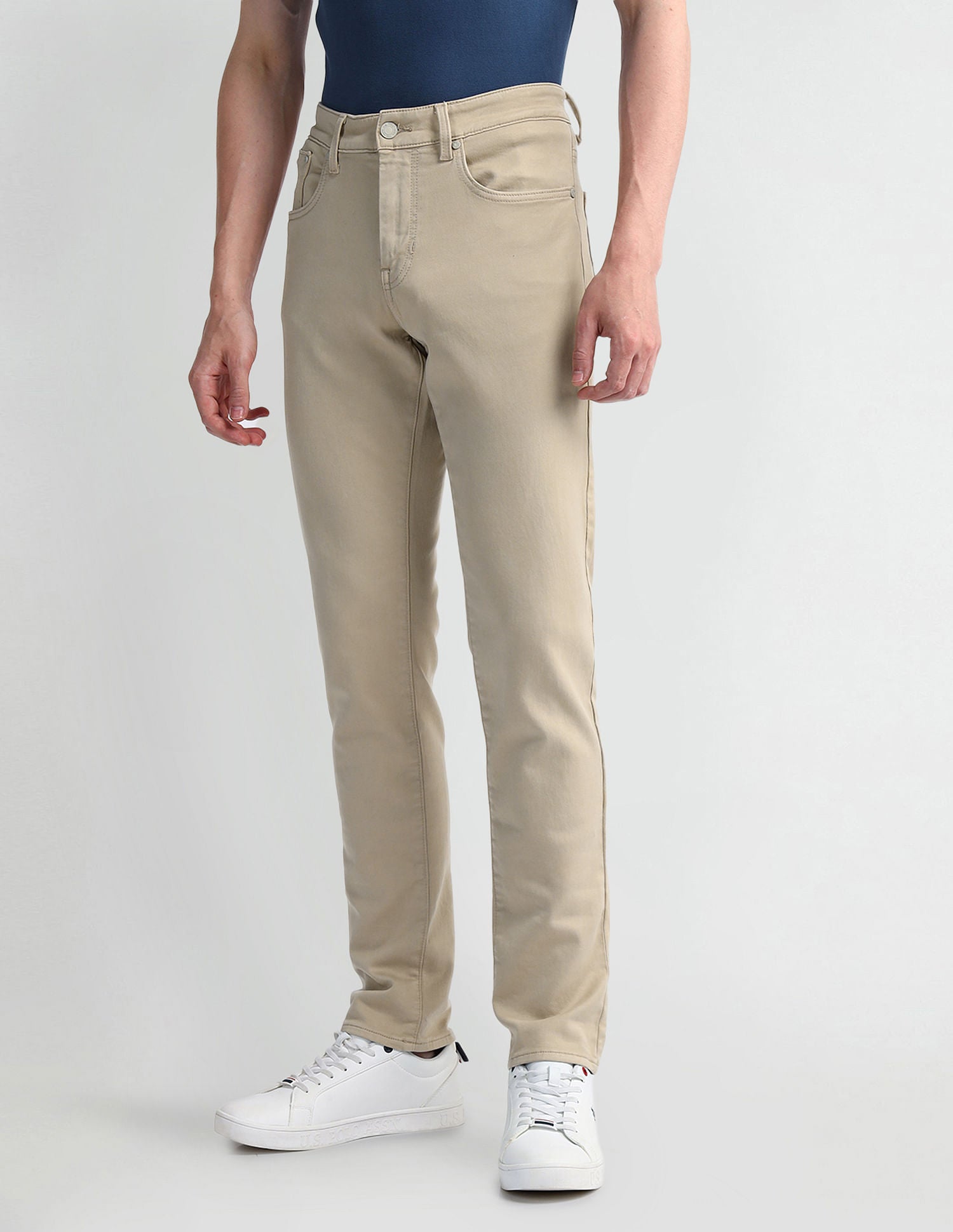 Slim Tapered Beige Jeans