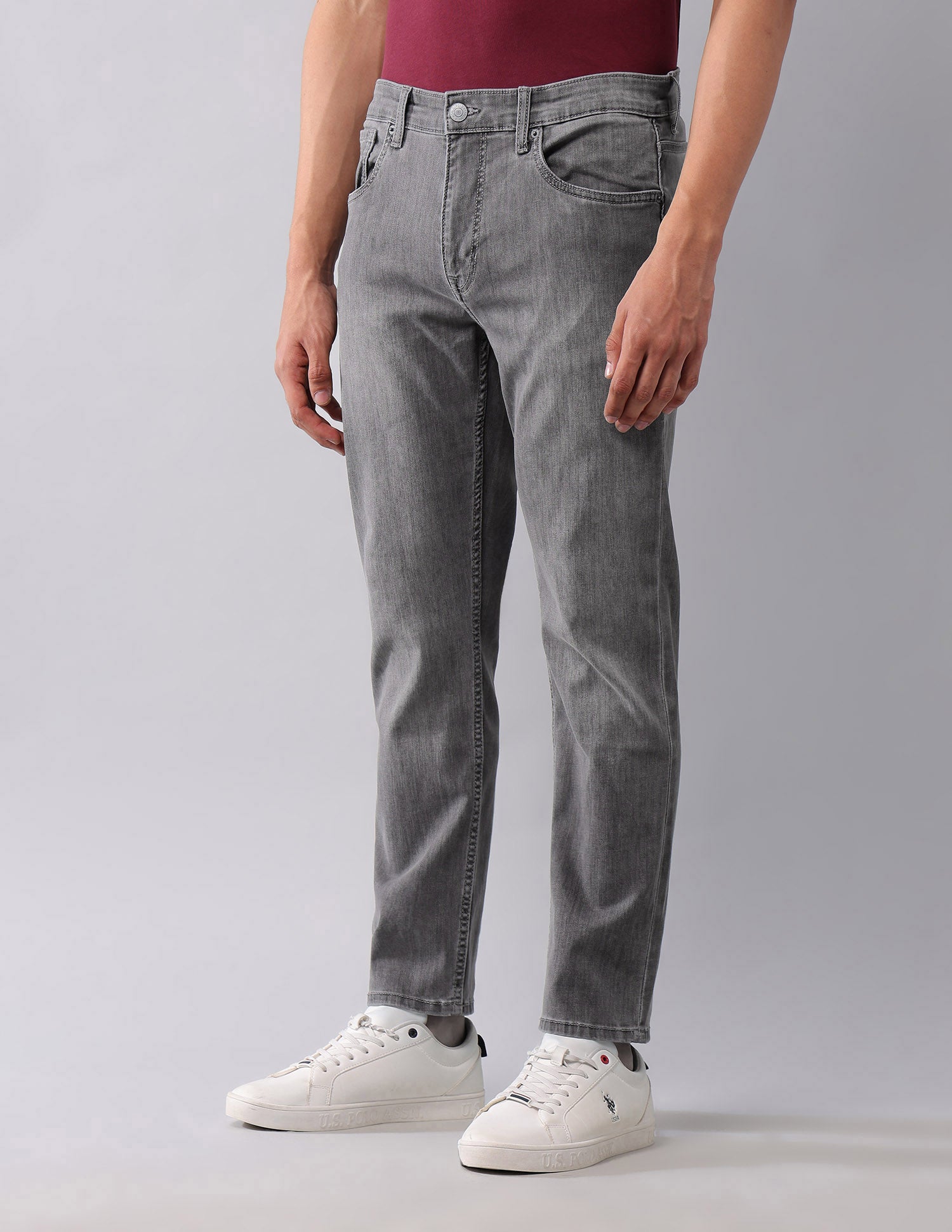 Cole Comfort Cropped Fit Grey Jeans Grey - U.S. POLO ASSN. | Large