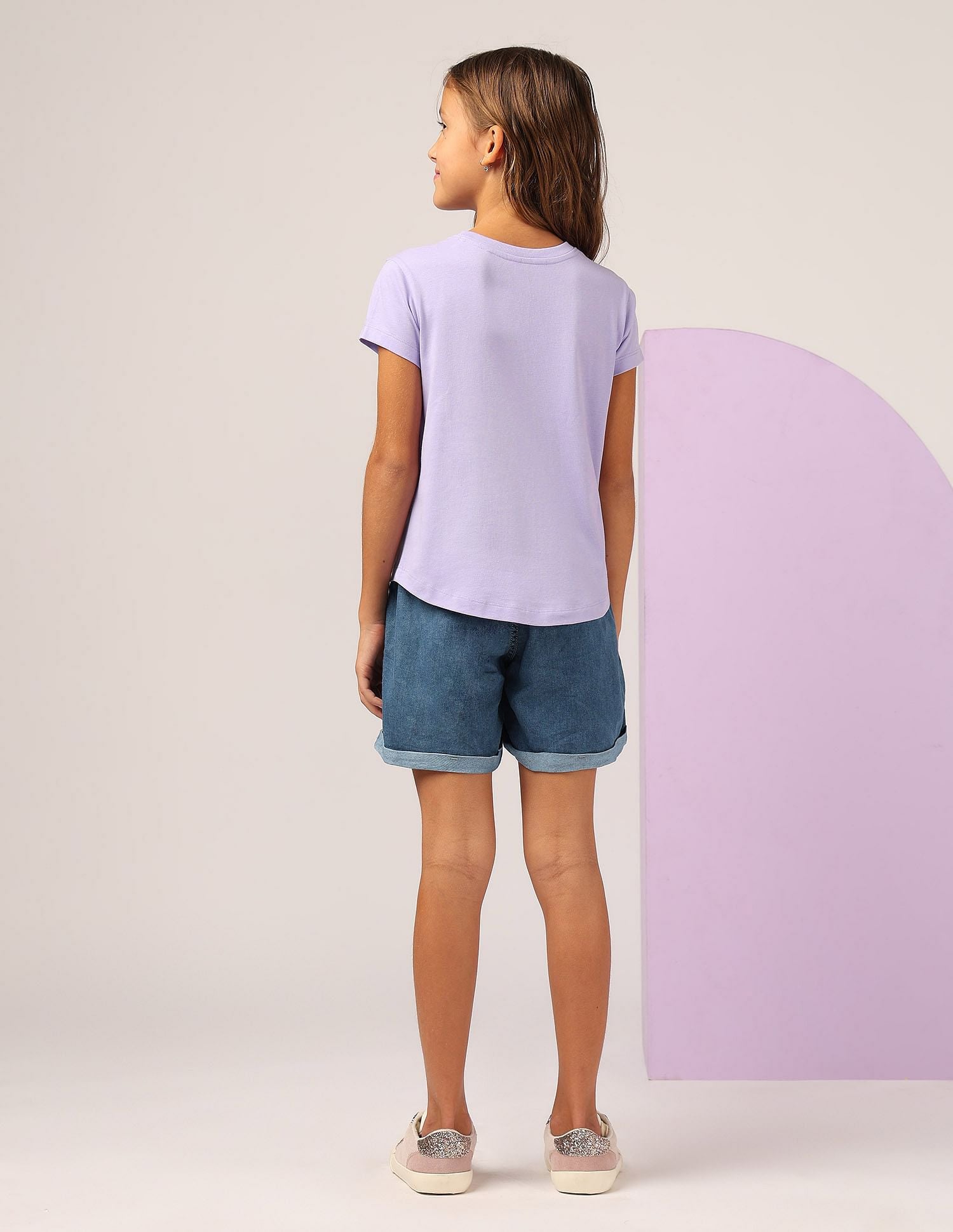 Girls Brand Printed Relaxed Fit T-Shirt Lavender - U.S. POLO ASSN. | Large