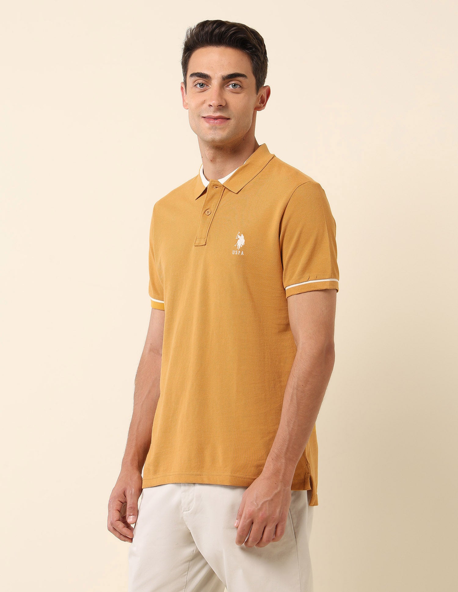 Solid Slim Fit Polo Shirt Mustard - U.S. POLO ASSN. | Large
