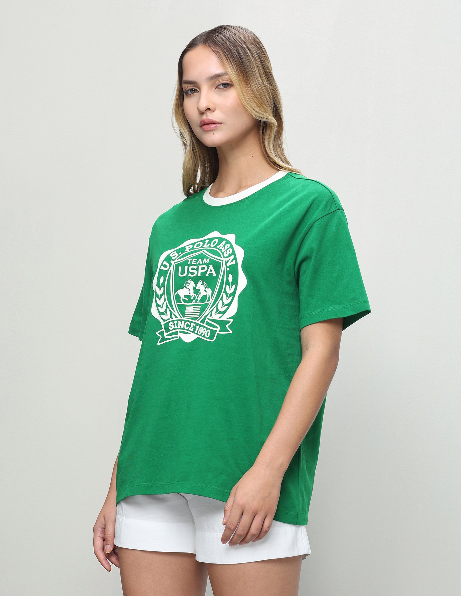 Graphic Brand Printed Oversized Fit T-Shirt Green - U.S. Polo Assn. India | Large