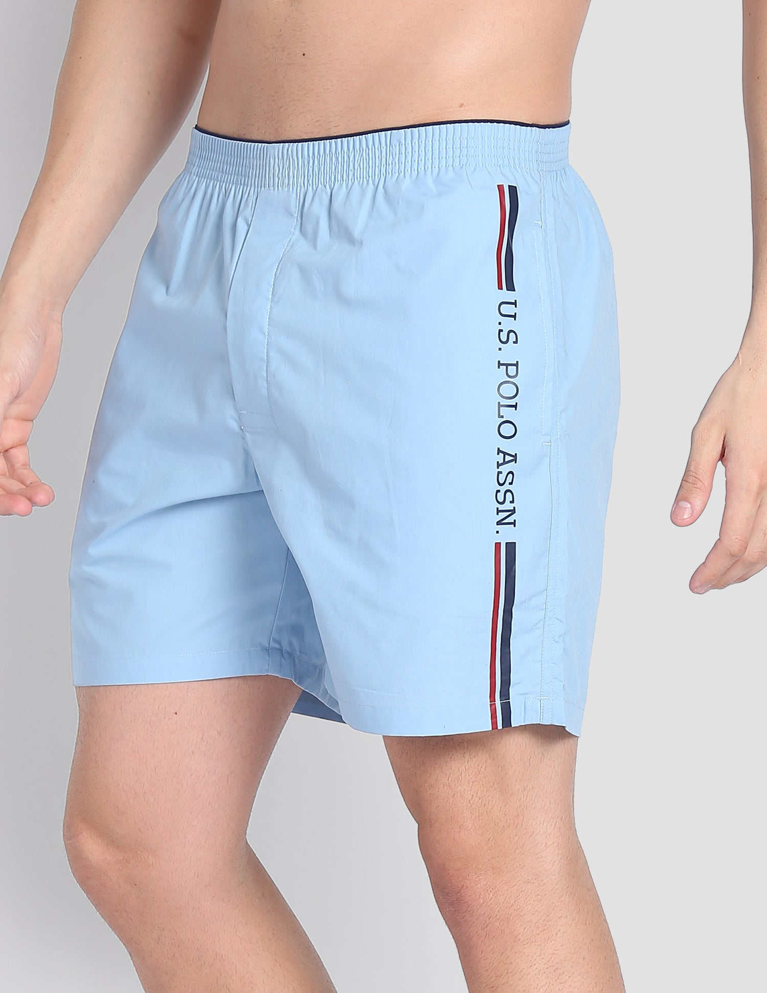 Brand Stripe Dual Pocket IYAX Boxers - Pack Of 1 Ash Blue - U.S. POLO ASSN. | Large