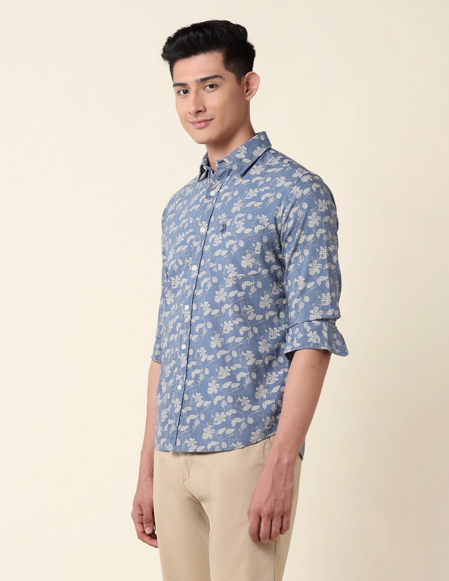 Floral Printed Oxford Shirt Blue - U.S. POLO ASSN. | Large