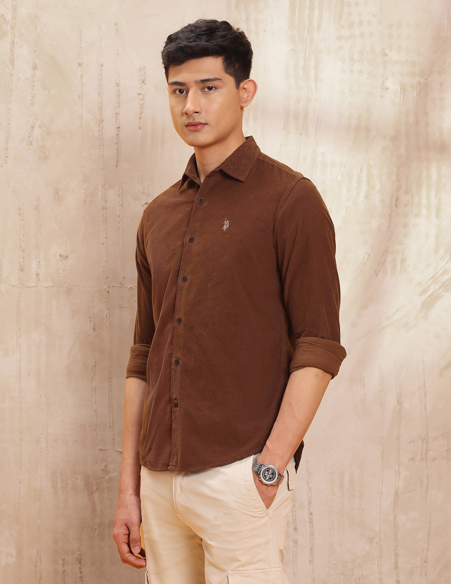 Pure Cotton Slim Fit Shirt Rust - U.S. POLO ASSN. | Large