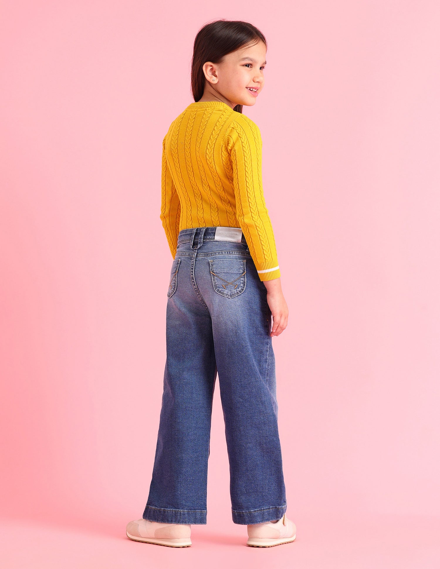 Girls Mid Rise Flared Fit Jeans Blue - U.S. POLO ASSN. | Large