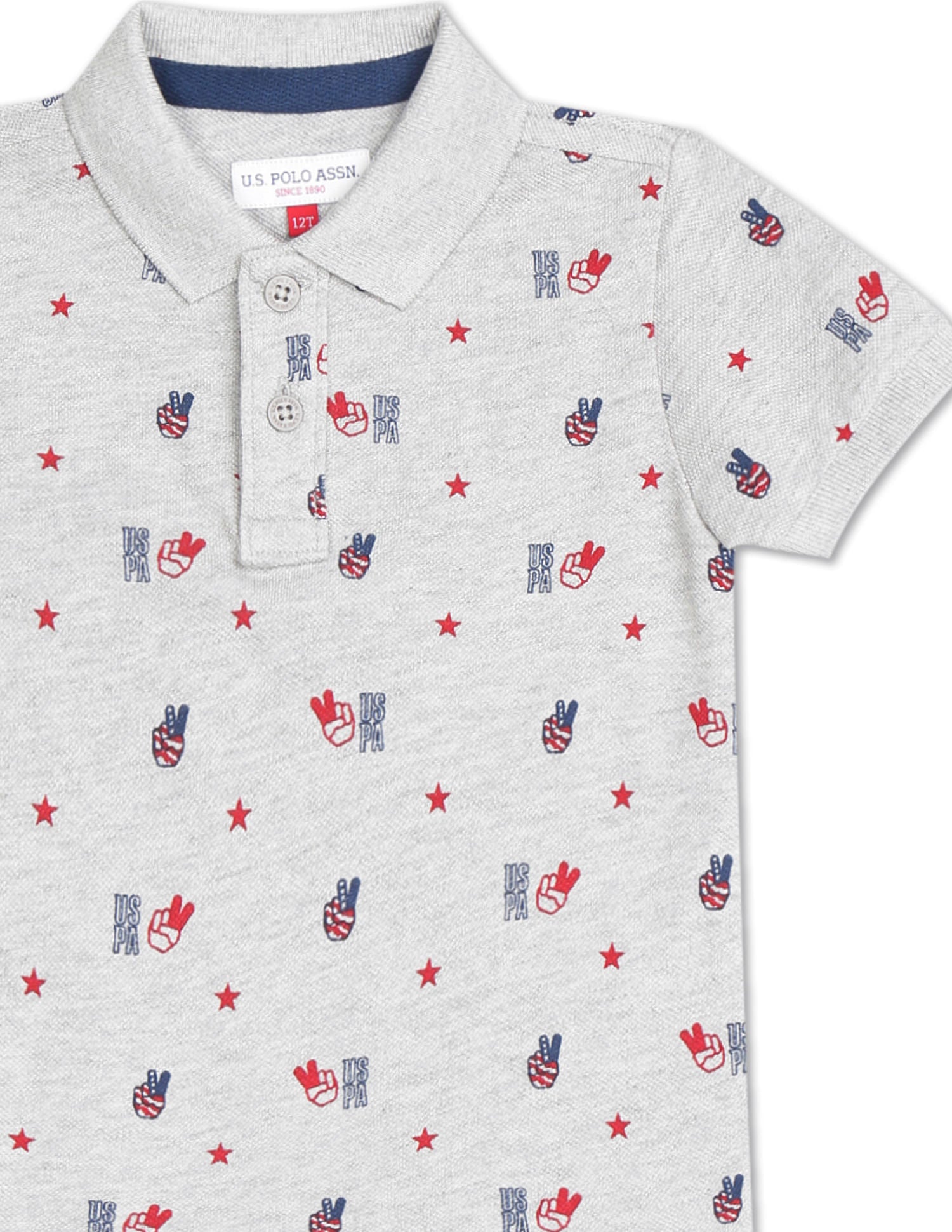 Pique Printed Polo Shirt Grey - U.S. POLO ASSN. | Large