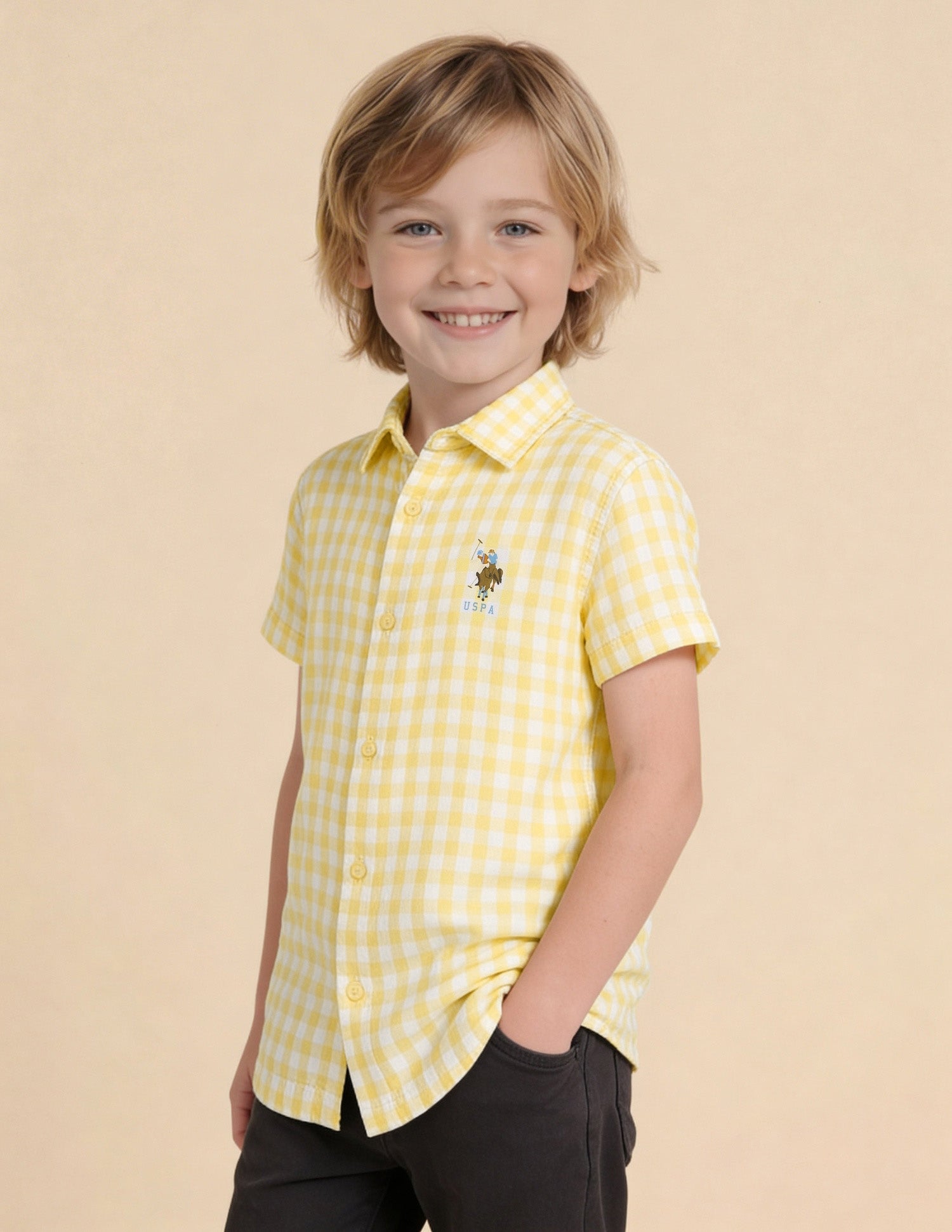 Gingham Checked Regular Fit Shirt Yellow - U.S. Polo Assn. India | Large