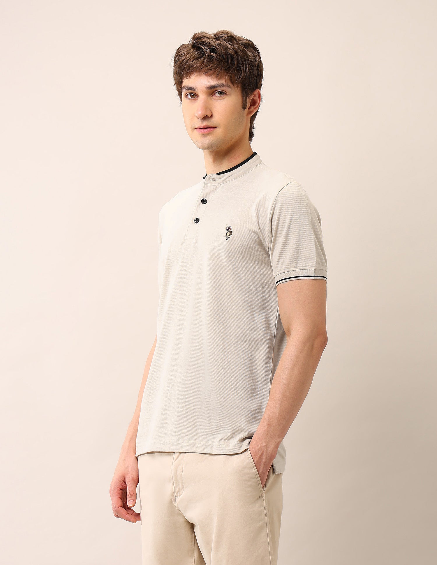 Muscle Fit Pure Cotton Polo Shirt Beige - U.S. Polo Assn. India | Large