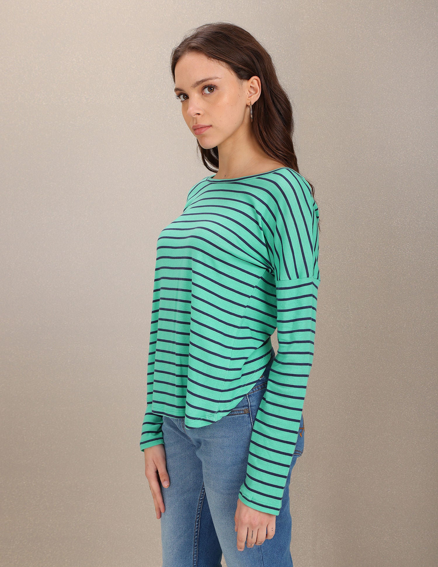 Stylised Back Horizontal Stripe Top Green - U.S. Polo Assn. India | Large