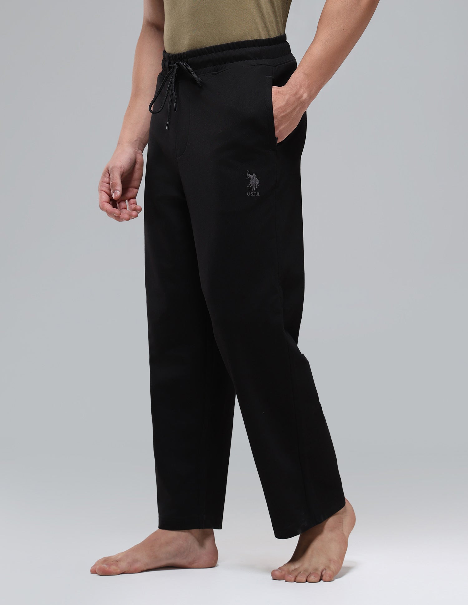 Baggy Fit Sturdy Fabric OR008 Lounge Track Pants Black - U.S. Polo Assn. India | Large