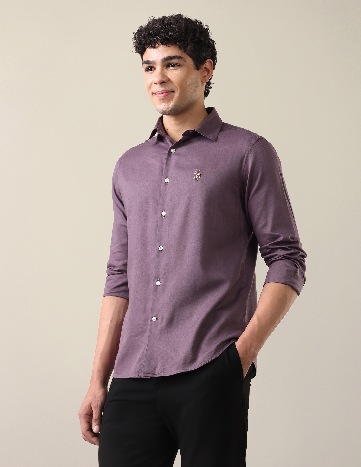 Twill Regular Fit Shirt Lavender - U.S. Polo Assn. India | Large