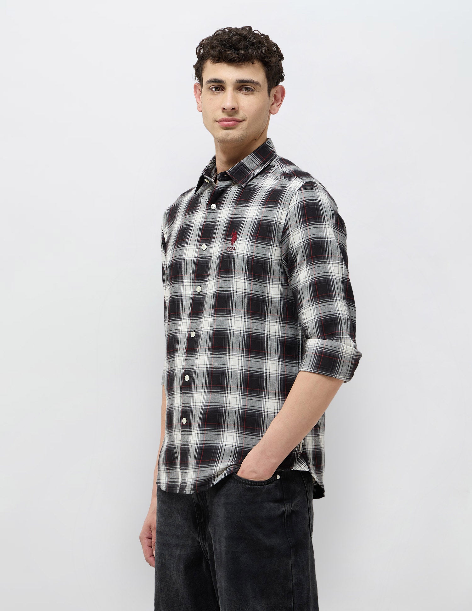 Tartan Checked Regular Fit Shirt Black - U.S. POLO ASSN. | Large