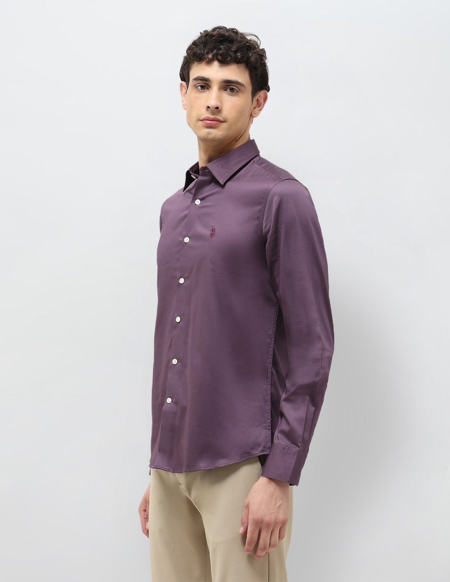 Satin Tailored Fit Shirt Purple - U.S. POLO ASSN. | Large