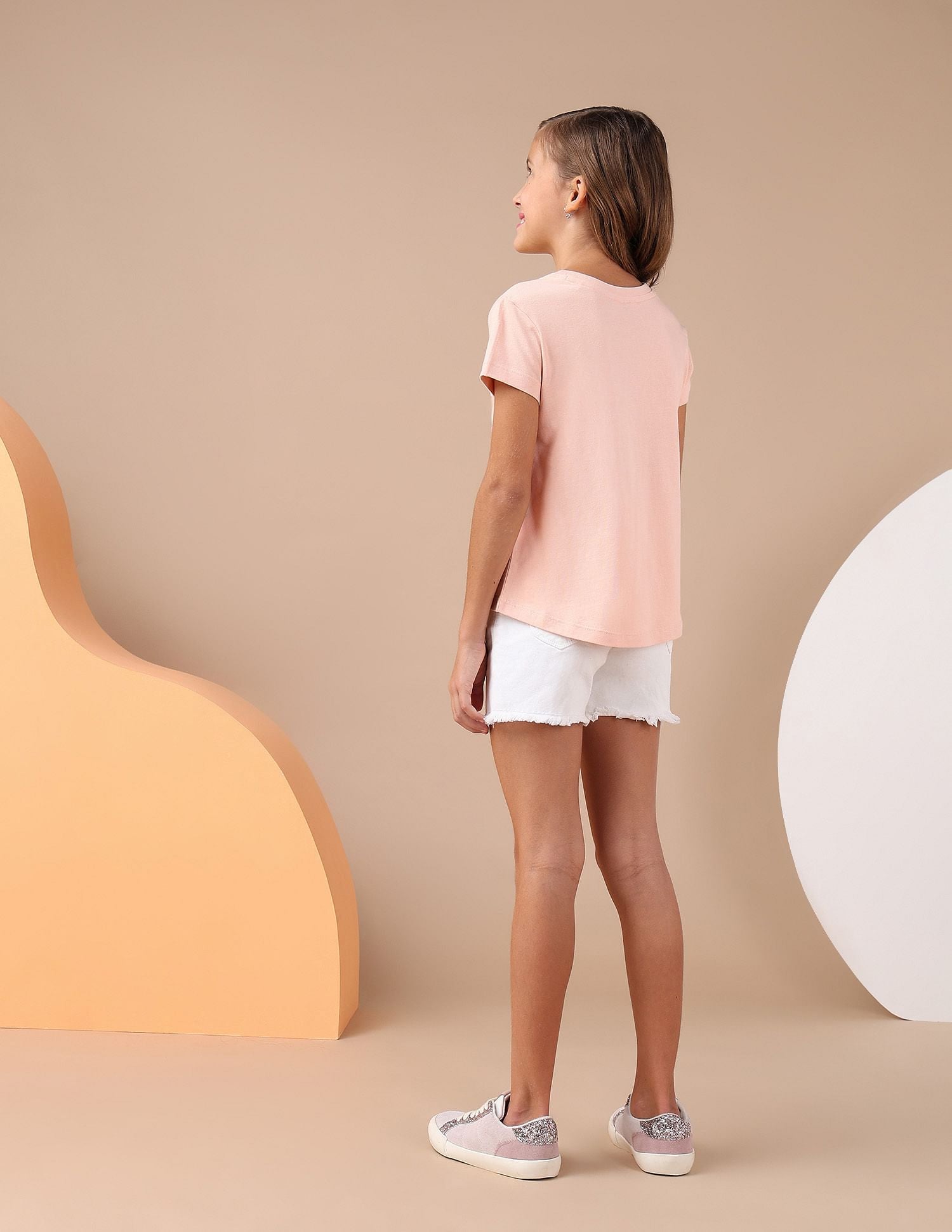 Girls Brand Printed Relaxed Fit T-Shirt Beige - U.S. POLO ASSN. | Large