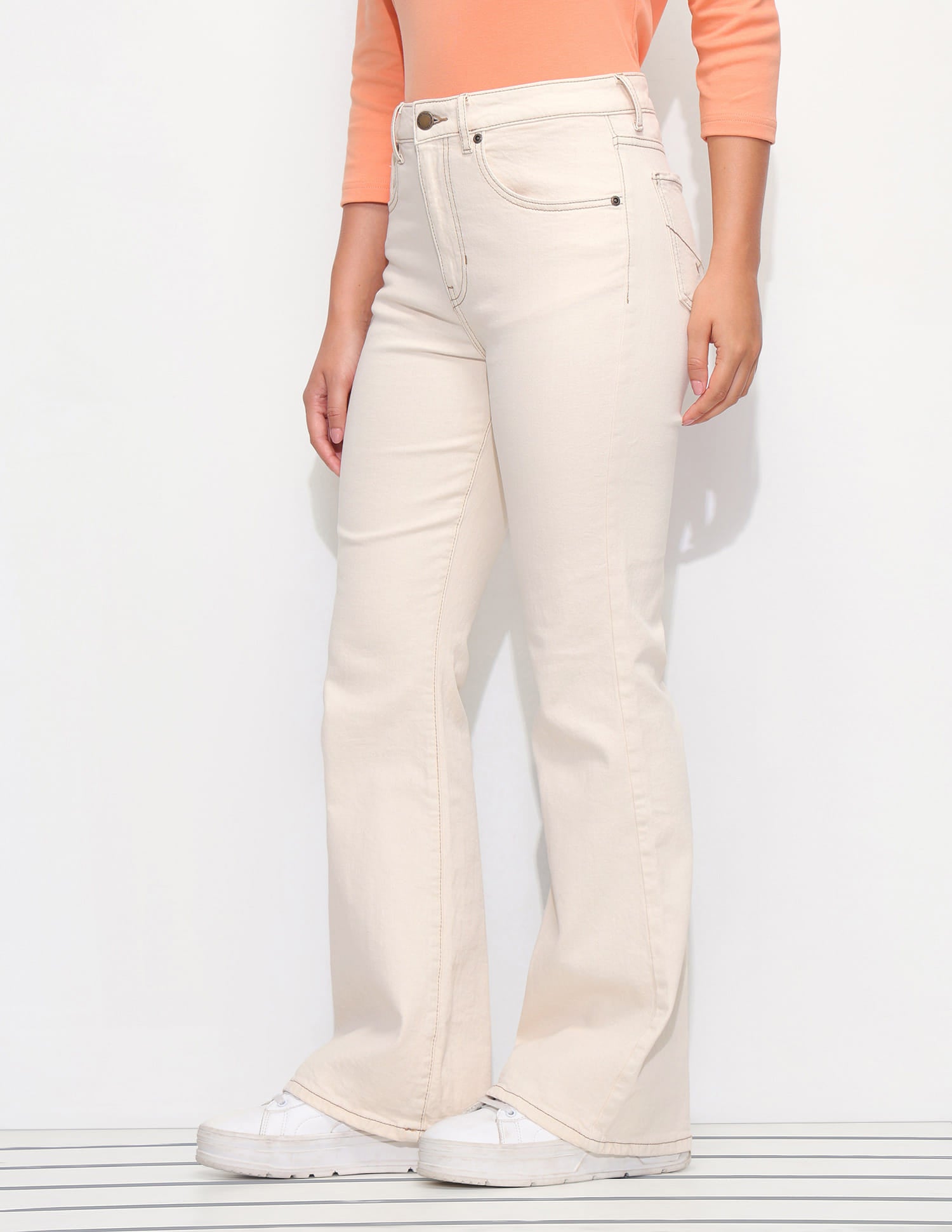 High Rise Flared Fit Jeans White - U.S. Polo Assn. India | Large