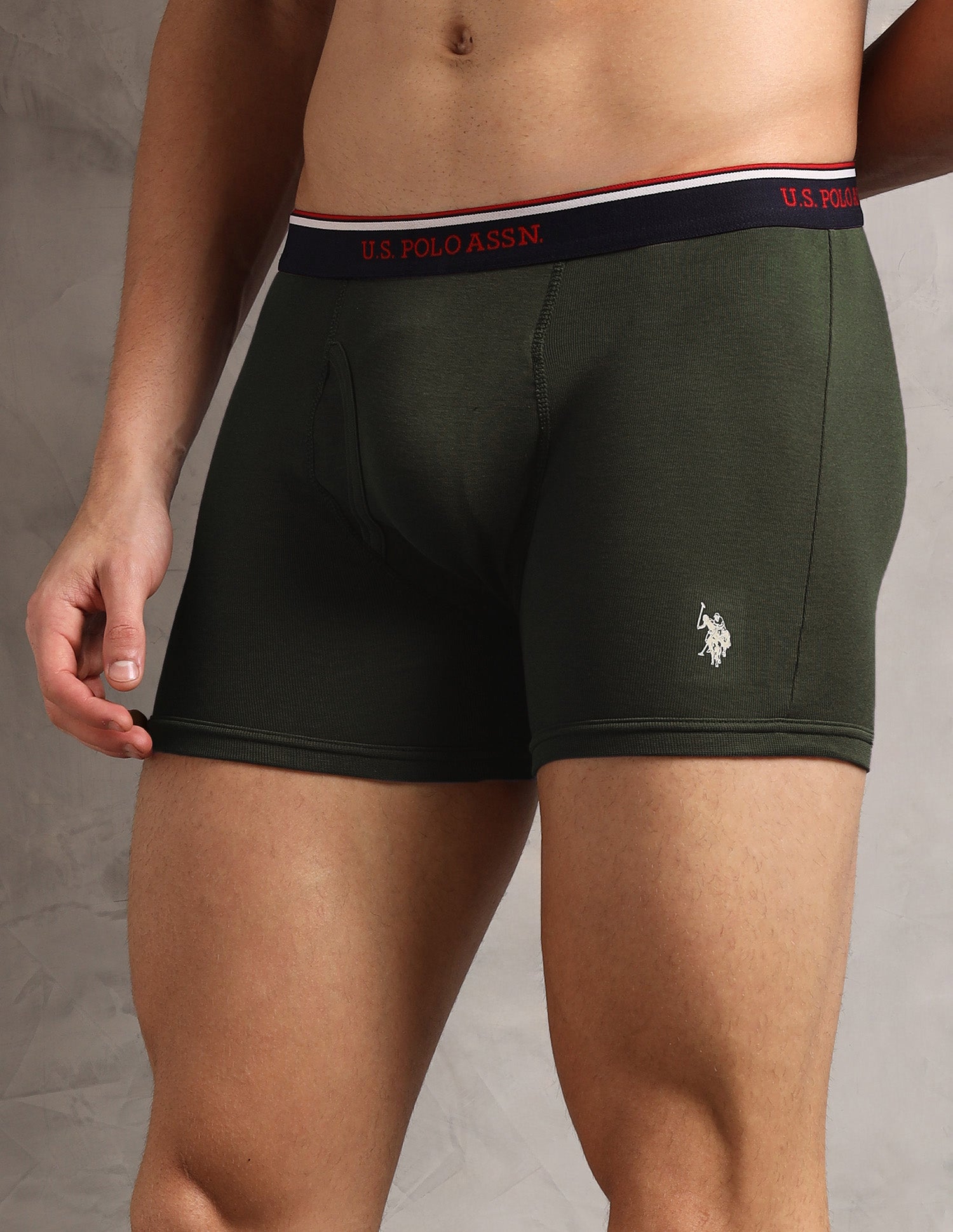 Breathable Soft Cotton I667-P1 Trunks - Pack Of 1 Olive - U.S. Polo Assn. India | Large
