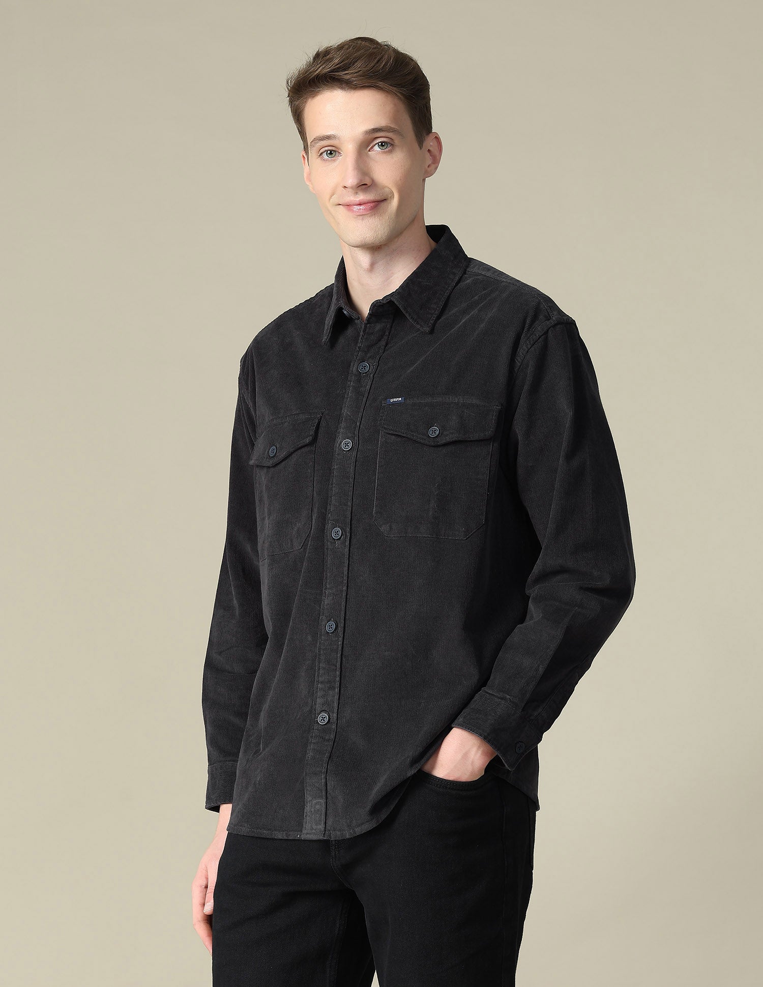 Solid Regular Fit Shirt Black - U.S. Polo Assn. India | Large