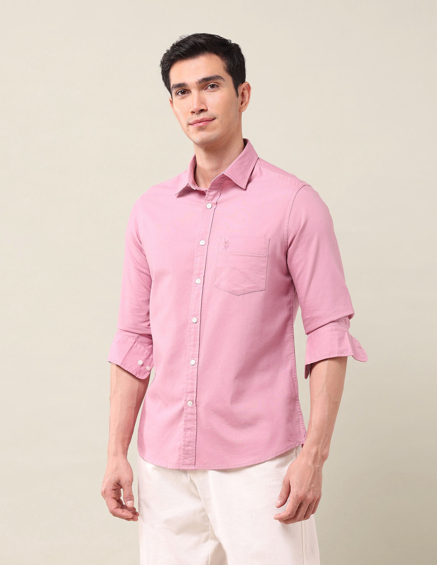 Solid Oxford Shirt Medium Pink - U.S. POLO ASSN. | Large