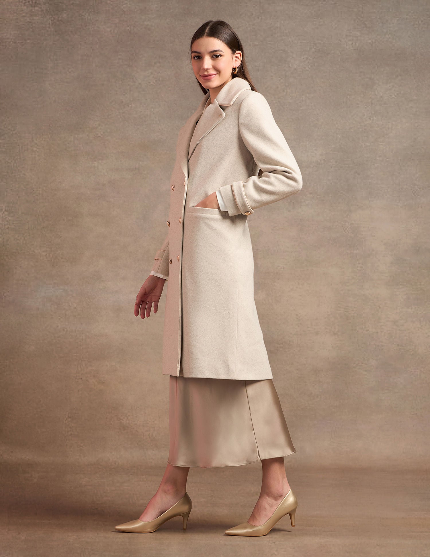 Longline Lapel Collar Jacket Off White - U.S. Polo Assn. India | Large