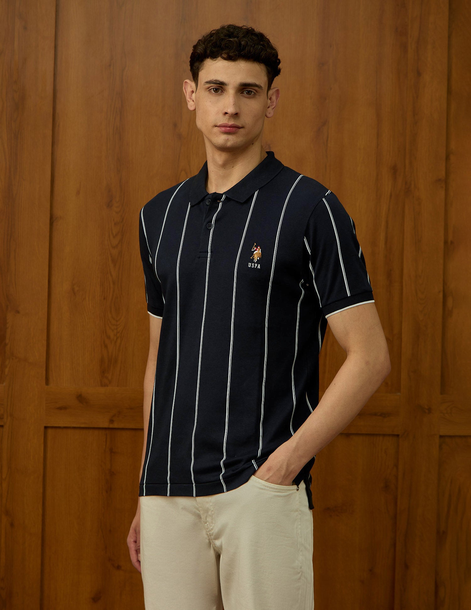 Vertical Striped Slim Fit Polo Shirt Navy - U.S. POLO ASSN. | Large
