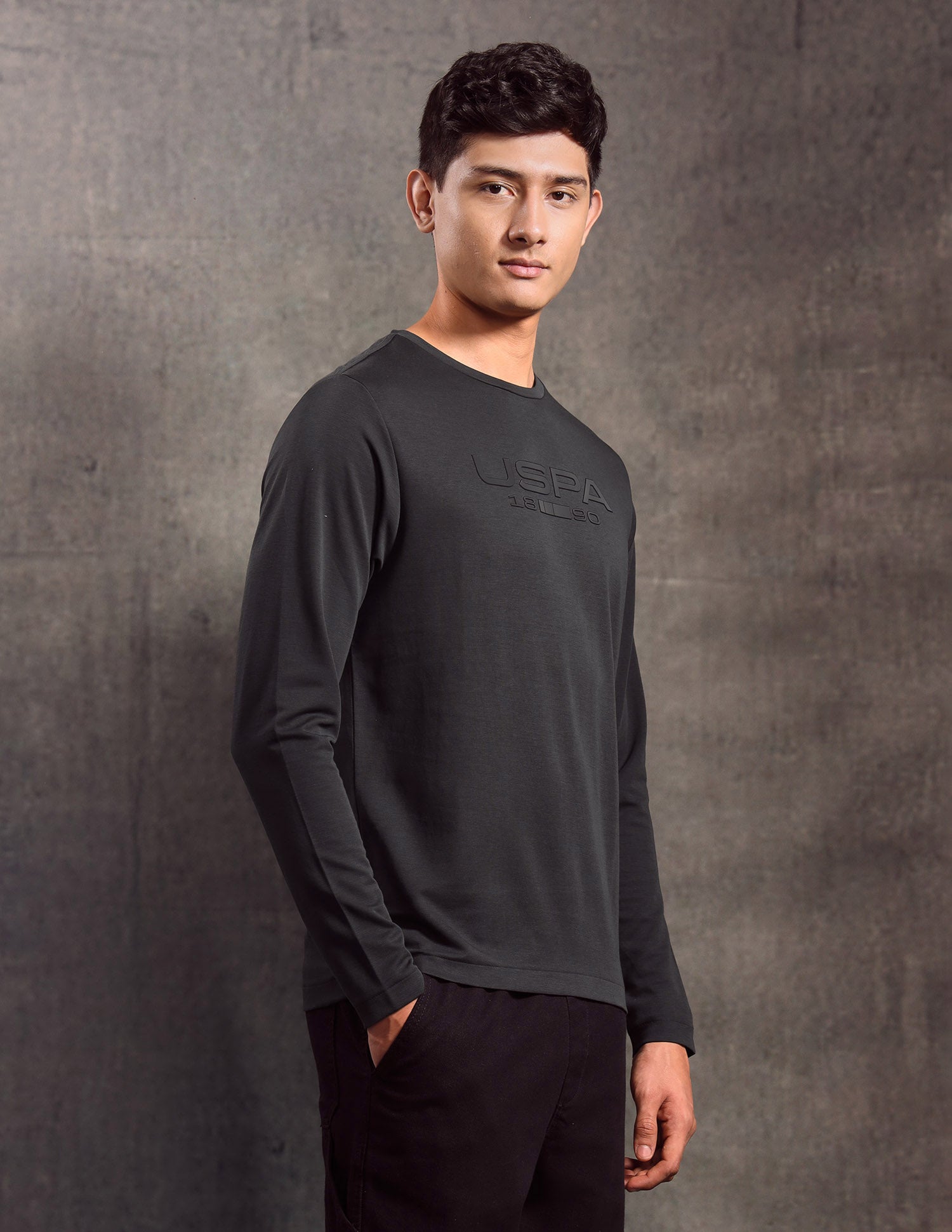 Brand Embossed Regular Fit T-shirt Dark Grey - U.S. POLO ASSN. | Large