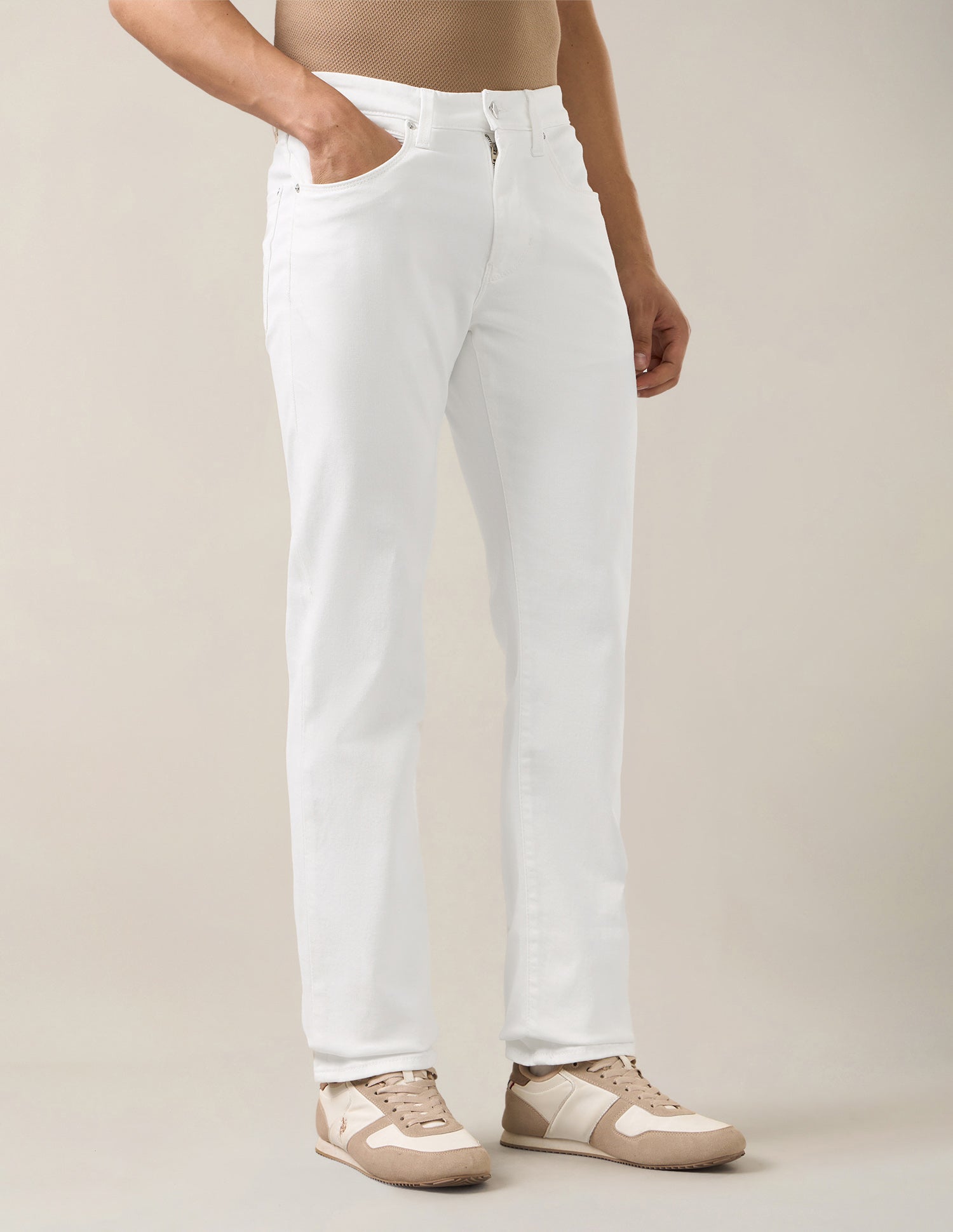 Harold Slim Straight Fit White Jeans White - U.S. Polo Assn. India | Large
